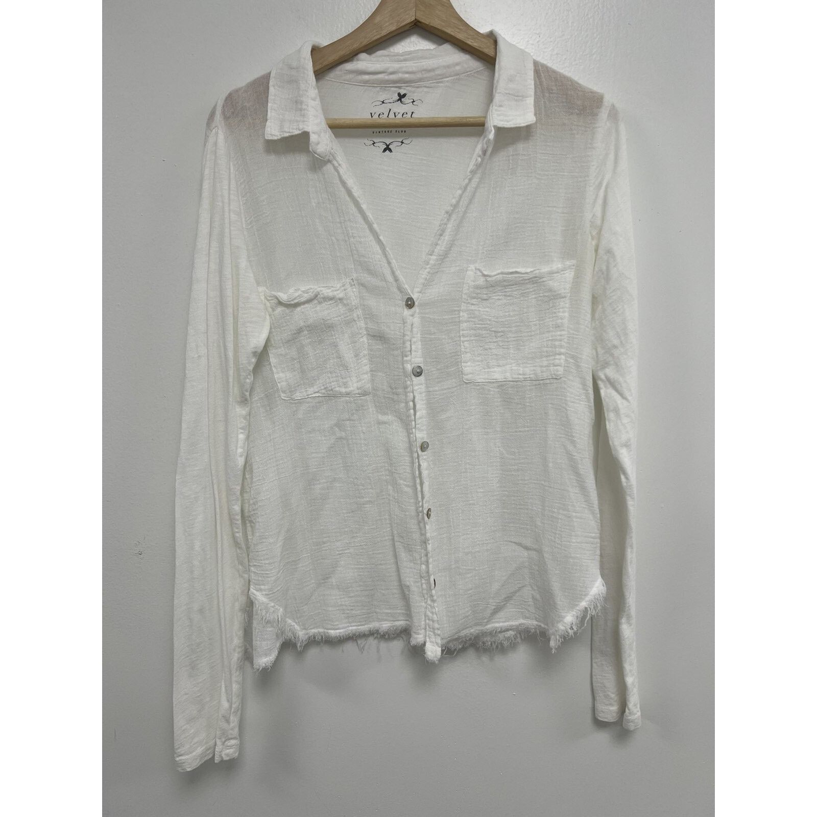 Velvet Velvet Woman Top Button gauze Cotton Blend Lond A001641 Size M / US 6-8 / IT 42-44 - 2 Thumbnail