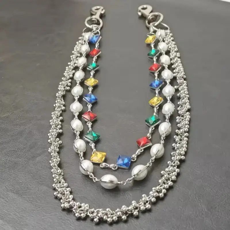 Jewelry Rhinestone Three Layers Pearl Pants Chain Waist Chain Size ONE SIZE - 3 Thumbnail