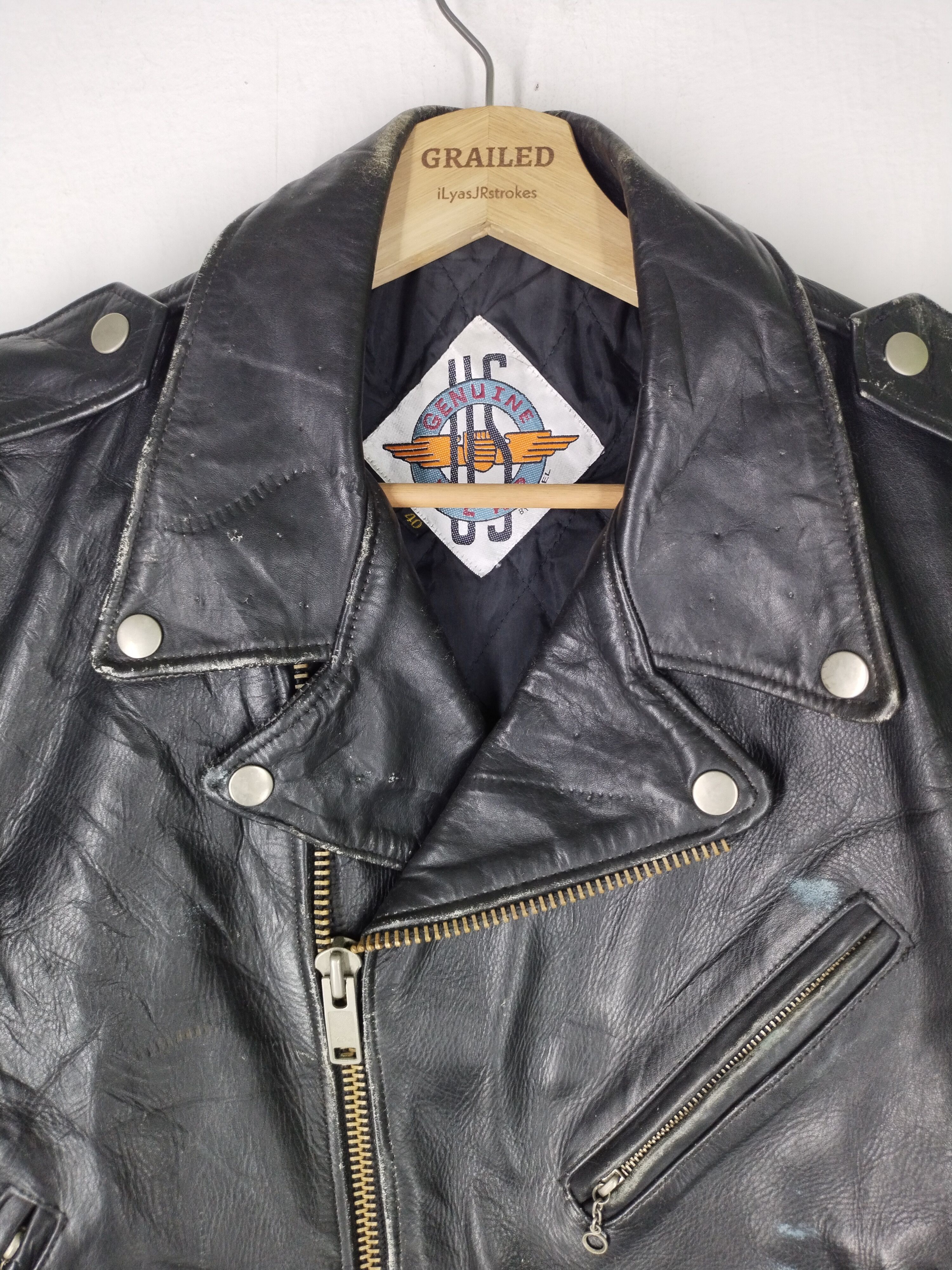 Genuine Leather Vintage Genuine Wear Double Leather Motorcycle Jacket Rare Size US M / EU 48-50 / 2 - 6 Thumbnail