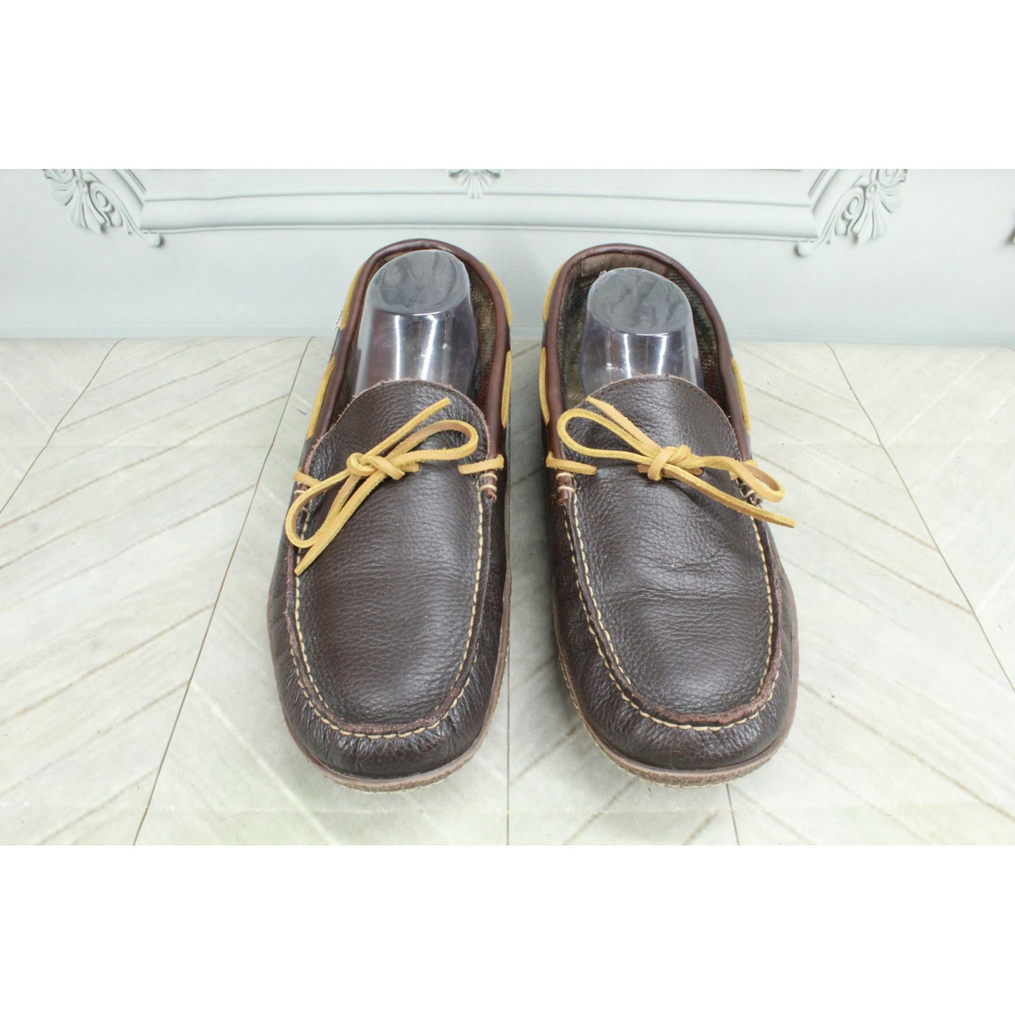 L.L. Bean × Leather LL Bean Men's Handsewn Slippers Flannel Lined Rawhide Laces Size US 12 / EU 45 - 5 Thumbnail