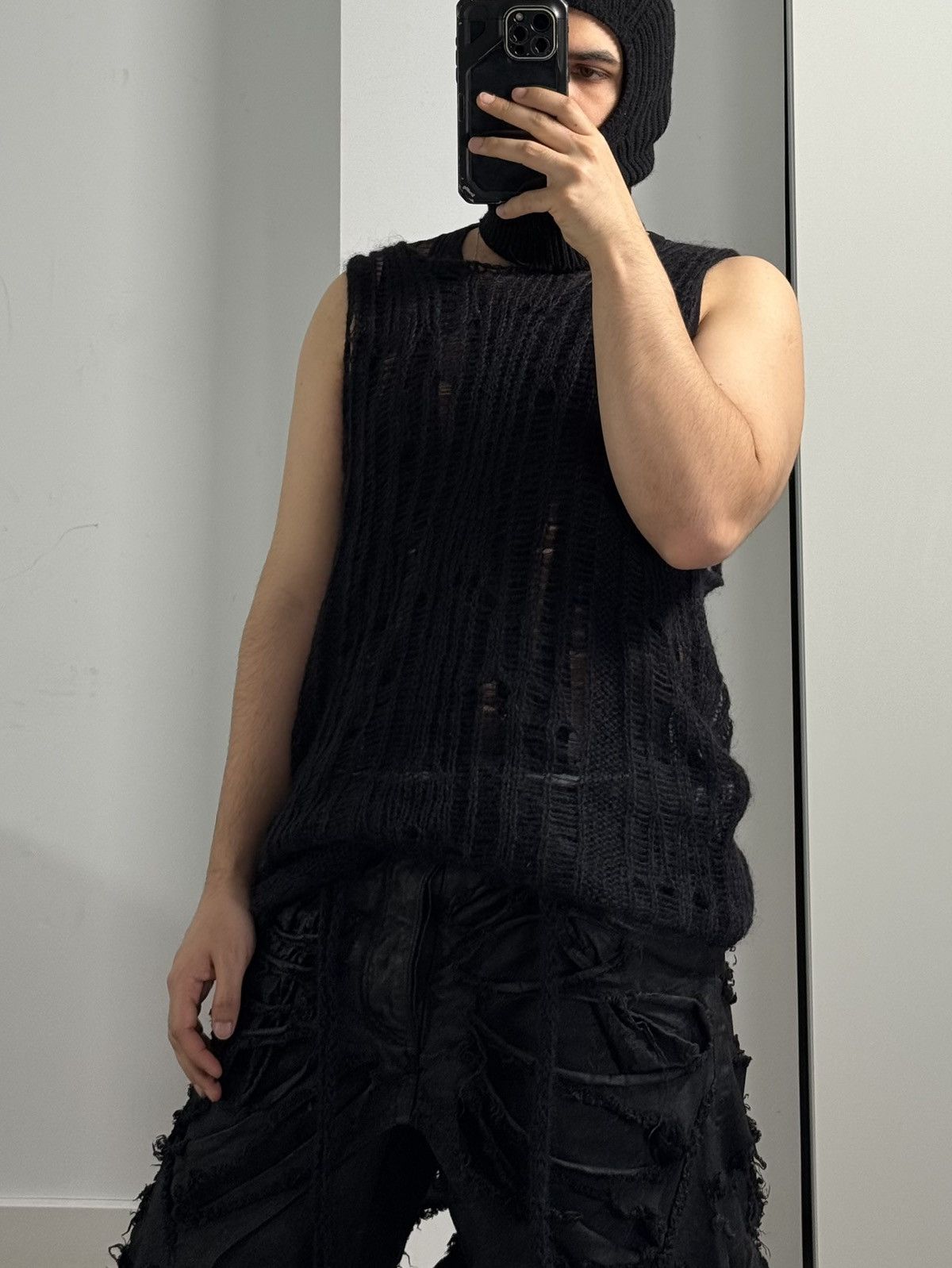 SHINE LUXURY Shine Luxury “Sodoma” Extended Distressed Mohair Tank Top Size US M / EU 48-50 / 2 - 10 Thumbnail