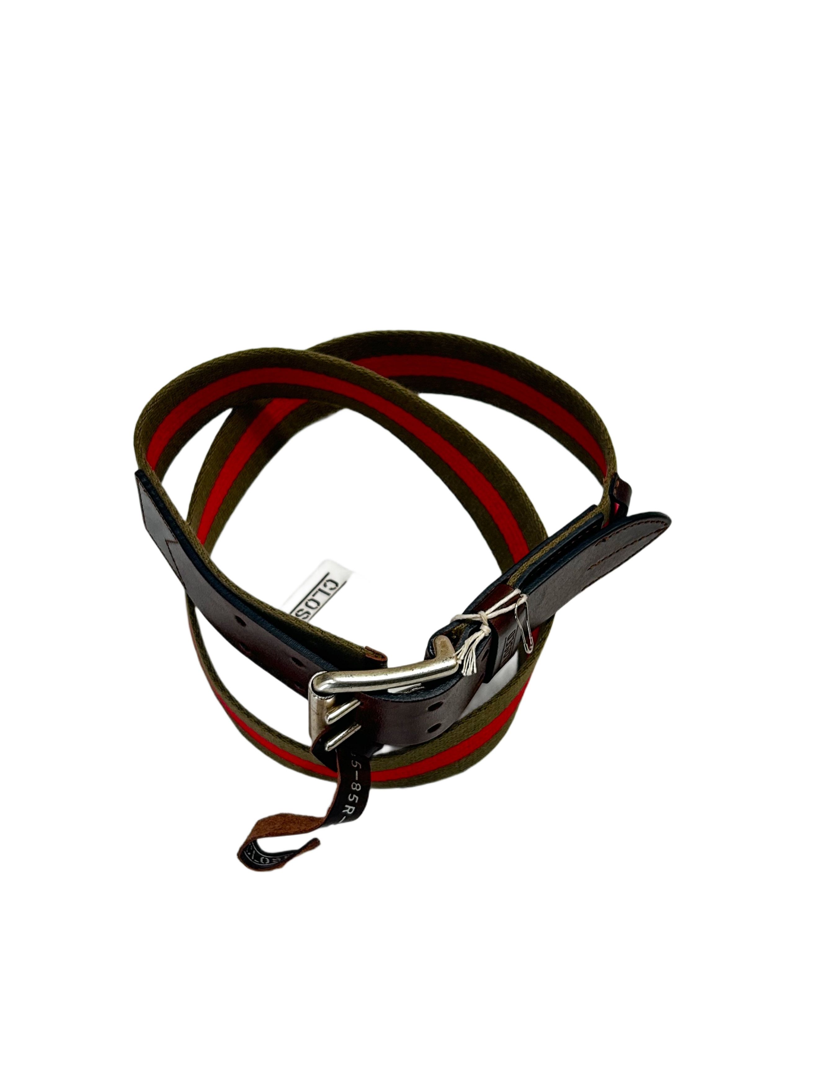 CLOSED Closed Double Notch Belt With Leather & striped Canvas Strap Size 34 - 2 Thumbnail