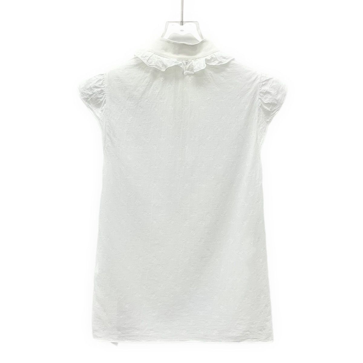 Celine Celine White Triomphe All-over Embroidered Shirt K26WX Size XXS / US 00 / IT 34 - 2 Thumbnail