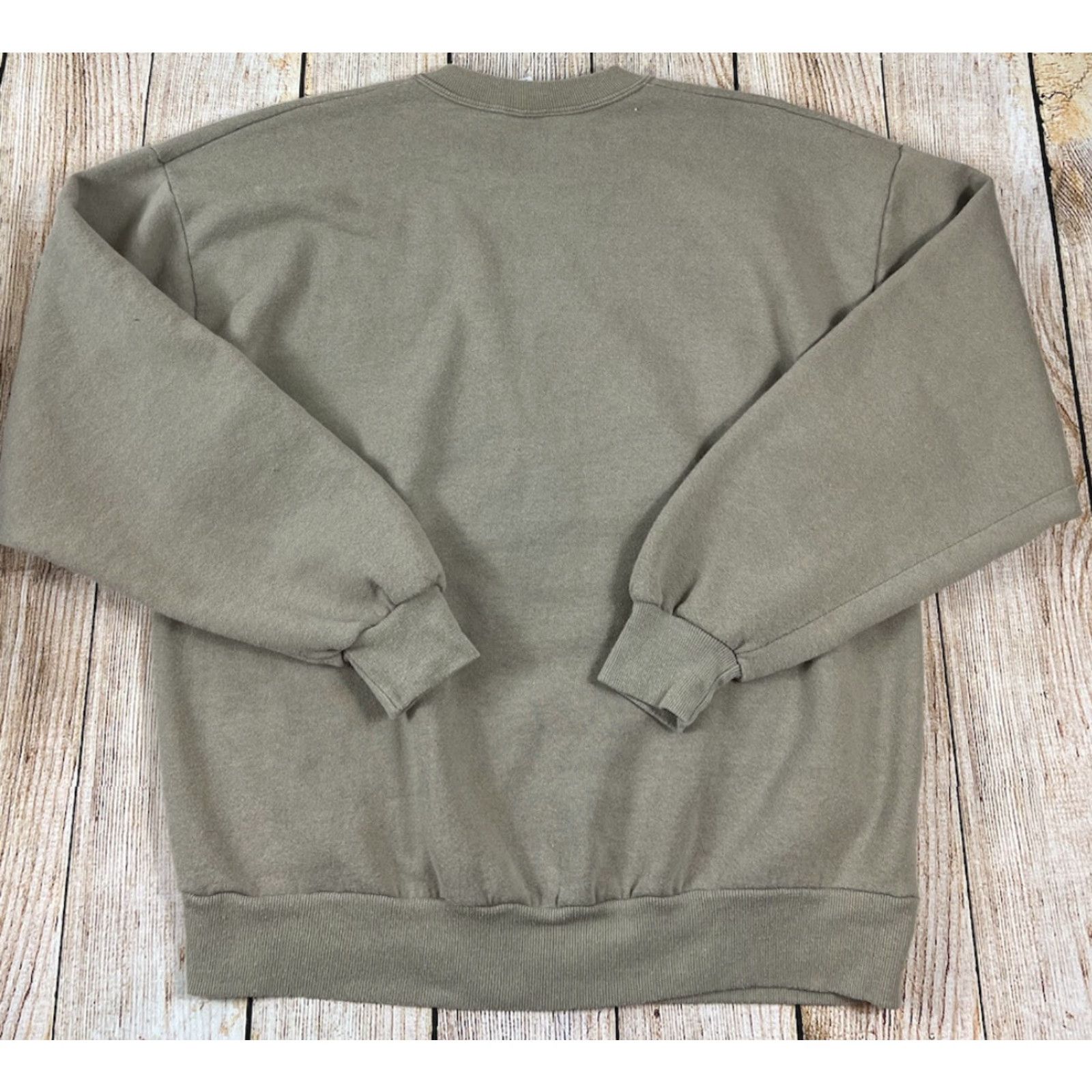 Jerzees VINTAGE Jerzees Sweatshirt Shirt Unisex Adults L Beige Quilted Winter Snowman Patch Pullover - Mens Womens Size L / US 10 / IT 46 - 2 Thumbnail