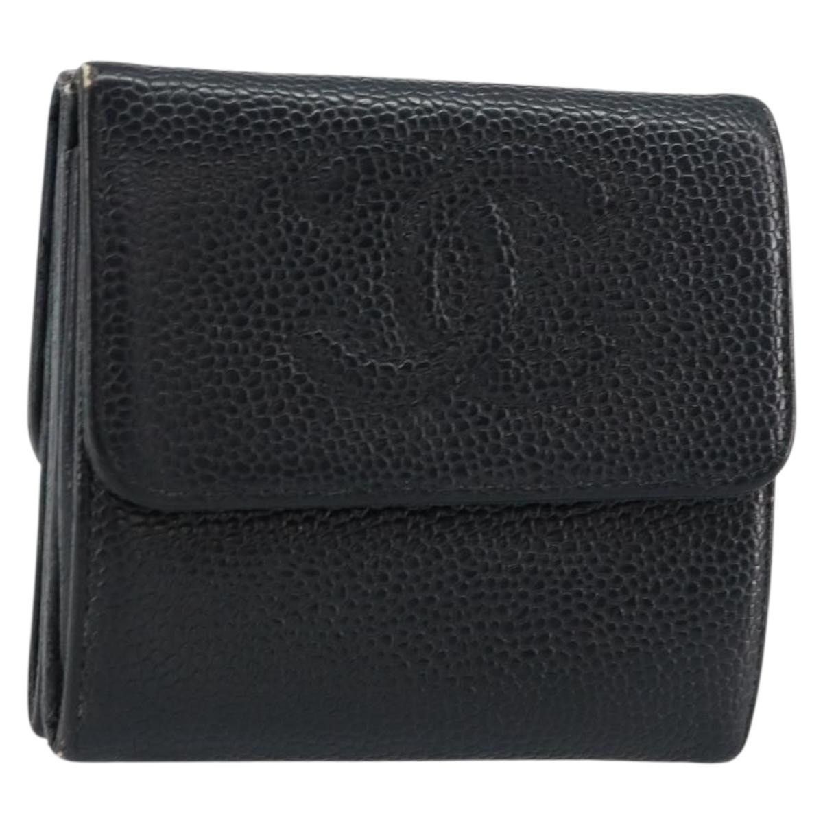 Chanel Chanel Wallet Caviar Skin Black Gold CC Size ONE SIZE - 1 Thumbnail