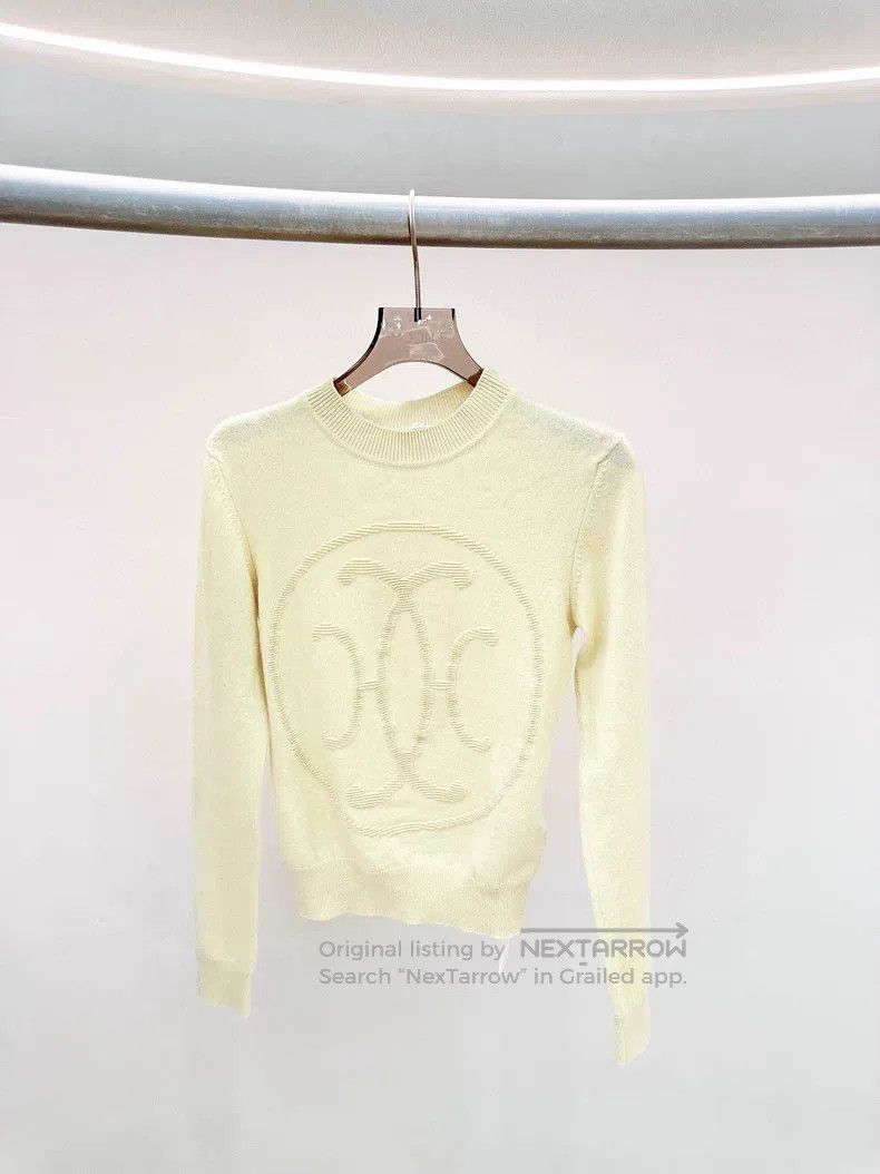 Hermes Hermes Light yellow patterned sweater Size XXS / US 00 / IT 34 - 1 Thumbnail