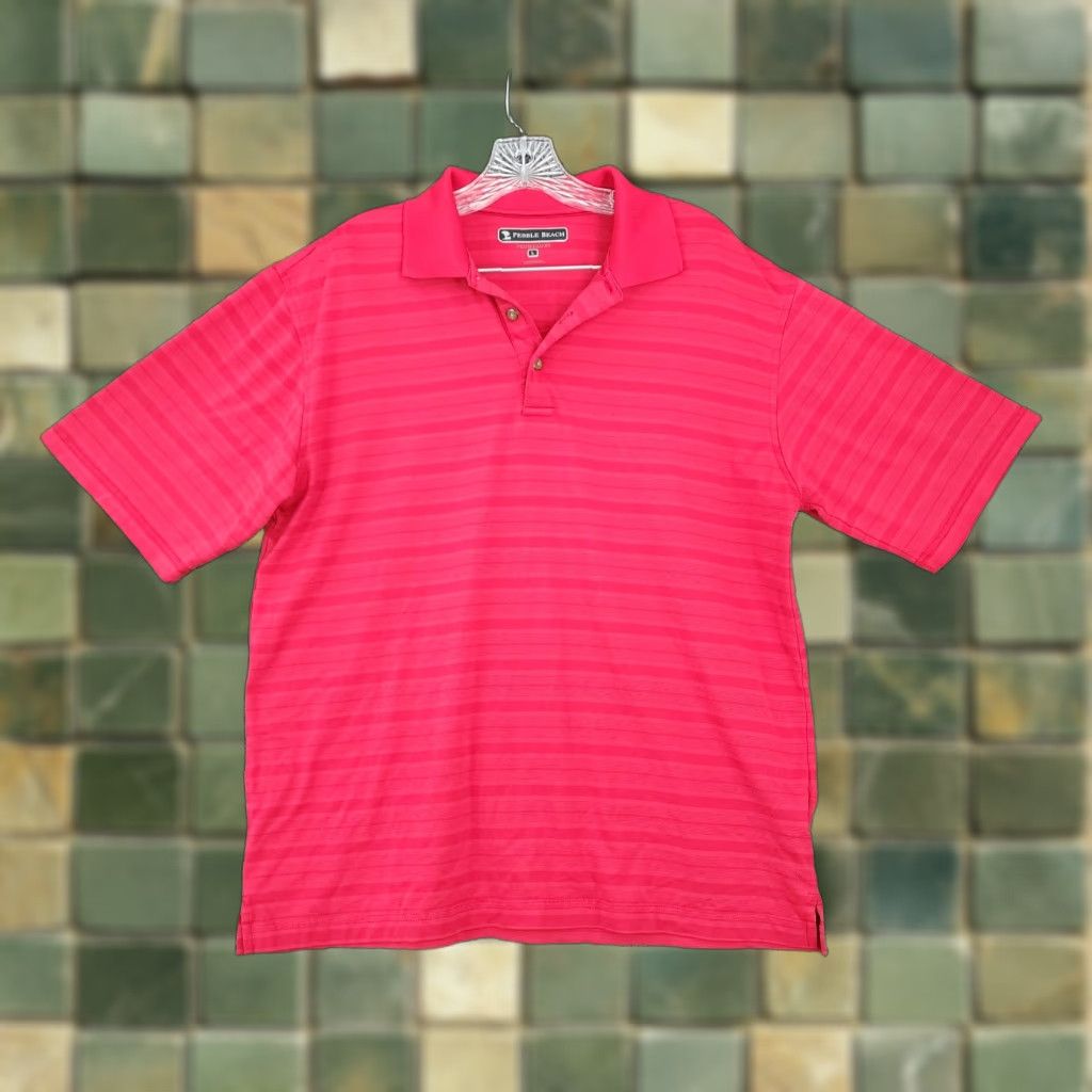 Vintage VINTAGE Pebble Beach Polo Shirt Men Short Sleeve Golf L Red Striped Polo Mens L Red Striped Pebble Beach Golf Shirt Size US L / EU 52-54 / 3 - 1 Thumbnail