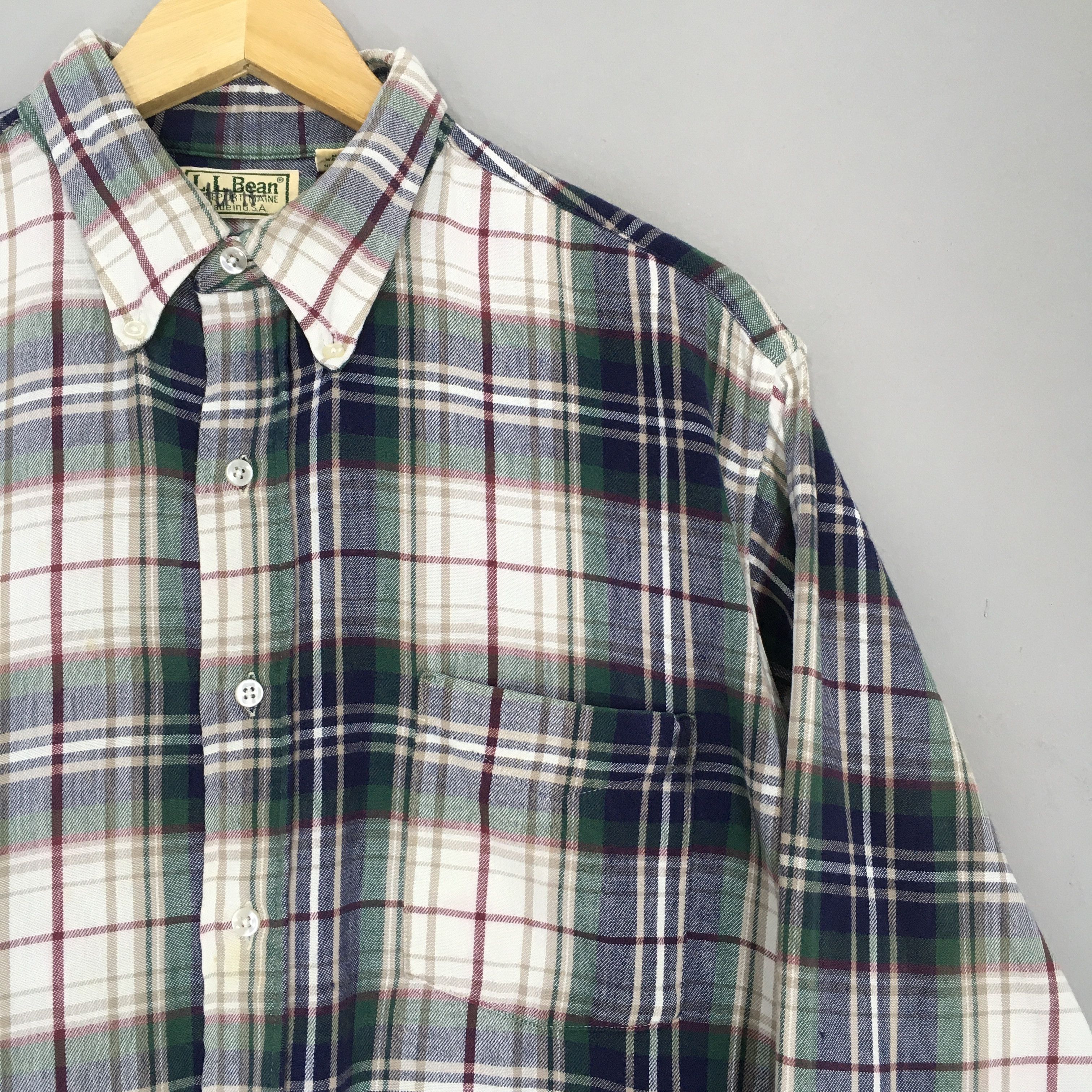 Flannel × L.L. Bean × Vintage Vintage LL Bean Plaid Checkered Flannel Shirt Large Size US L / EU 52-54 / 3 - 2 Thumbnail