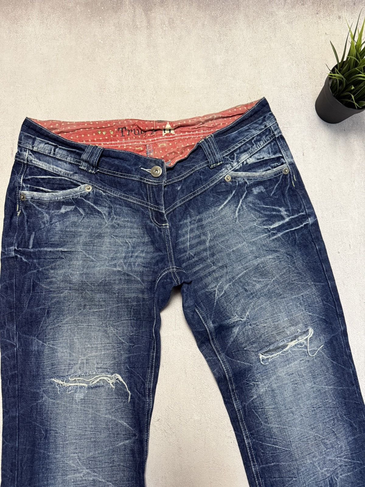 Japanese Brand SICK🔥 Japanese Bootcut Baggy Distressed Wash Jeans Pants 90s Size US 36 / EU 52 - 7 Thumbnail