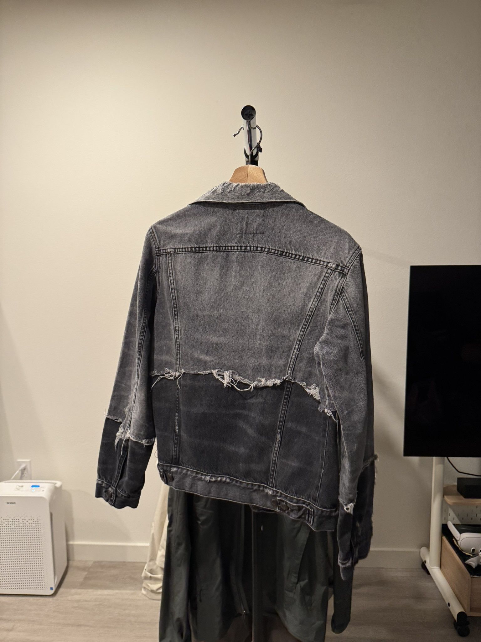 R13 R13 Double Shredded Raglan Trucker Denim Jacket. Size US S / EU 44-46 / 1 - 2 Thumbnail