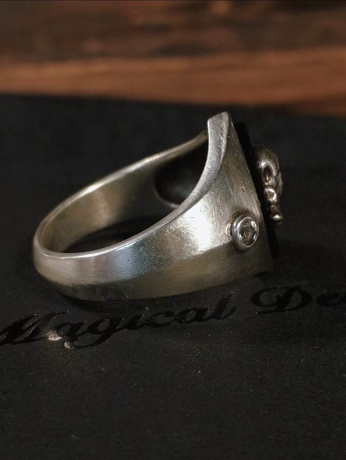 Magical Design Magical Design Hideo Uchiyama Black Agate Skull Silver Ring Size ONE SIZE - 4 Thumbnail