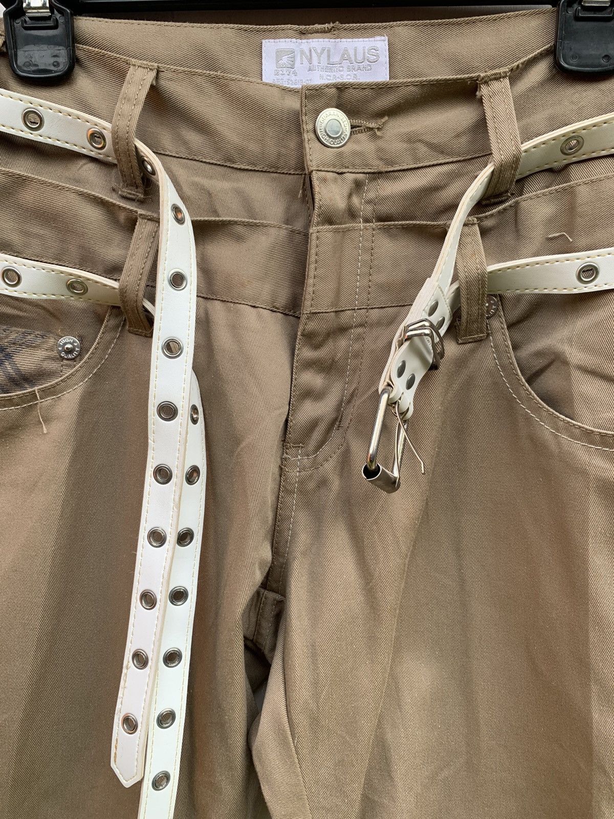 Japanese Brand Nylaus 3 quarter double waist rolled up pants with 2 belts Size US 31 - 7 Thumbnail