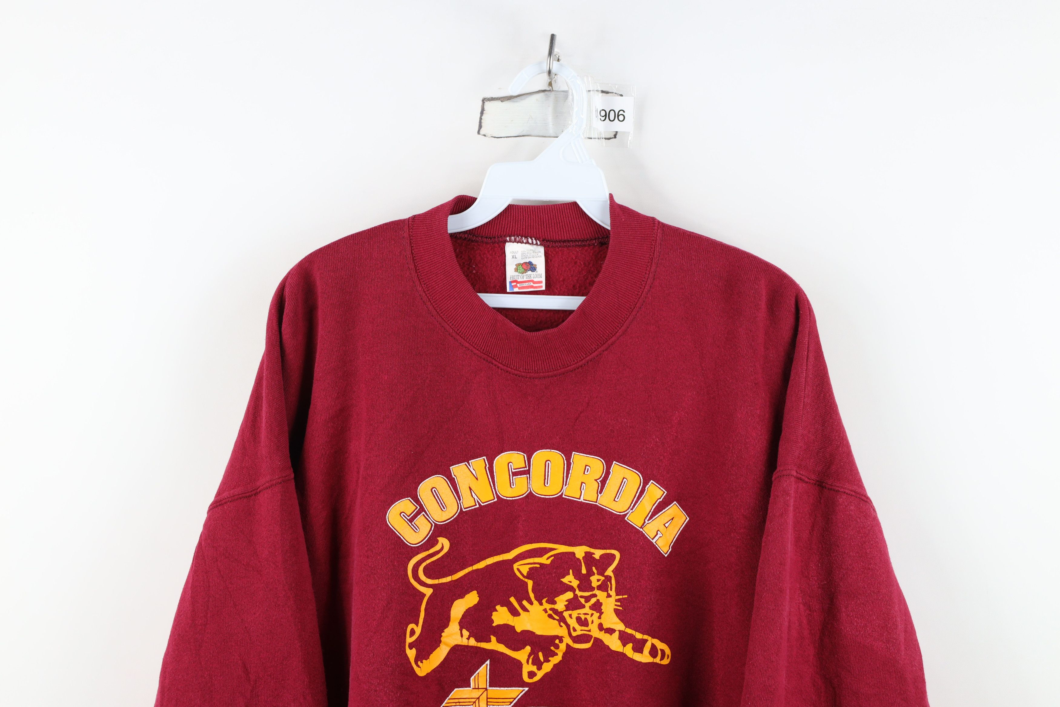 Vintage Vintage 90s Concordia Lutheran Crewneck Sweatshirt Red USA Size US XL / EU 56 / 4 - 2 Thumbnail