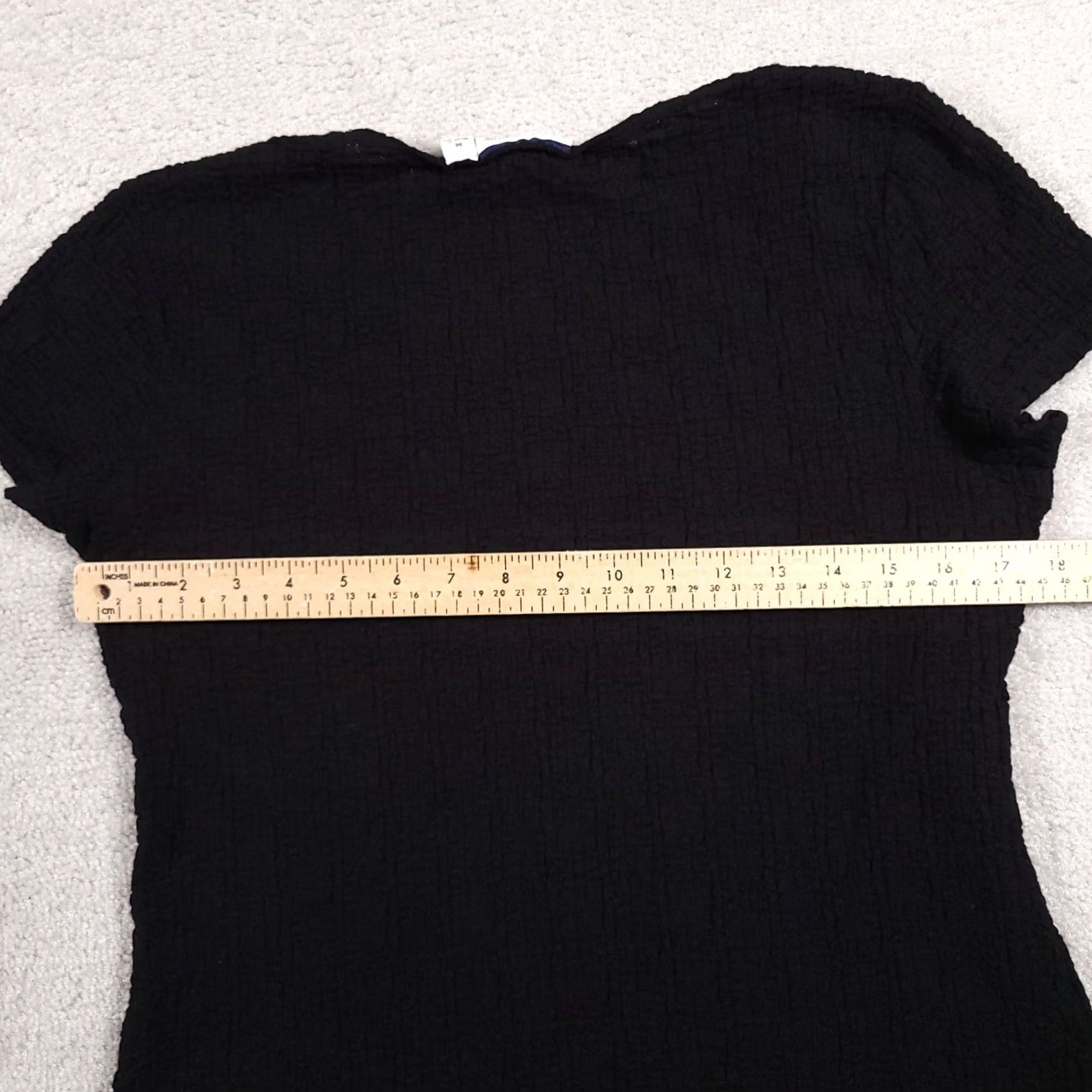 Croft & Barrow VINTAGE Croft & Barrow Shirt Women's Medium Black Short Sleeve Seersucker Pullover Size M / US 6-8 / IT 42-44 - 5 Thumbnail