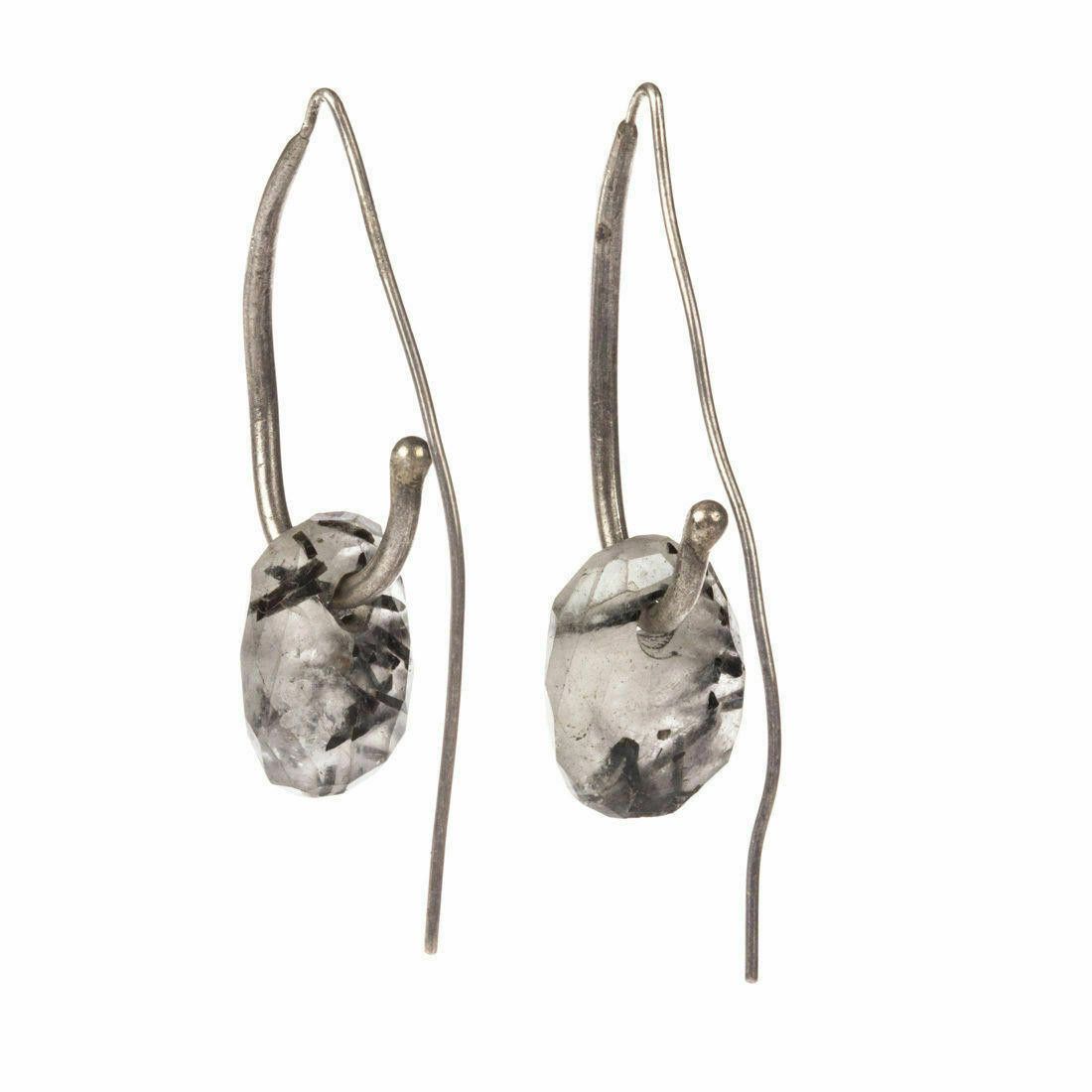 Handmade Handmade Sterling Black Rutilated Tourmaline Quartz Earrings Size ONE SIZE - 3 Thumbnail