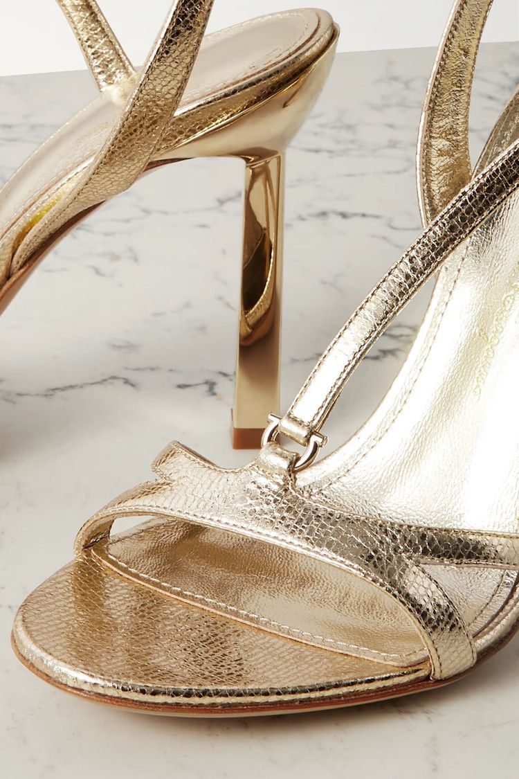 Salvatore Ferragamo o1y0426 Slingback Sandals in Platinum Size US 5.5 / IT 35.5 - 2 Thumbnail