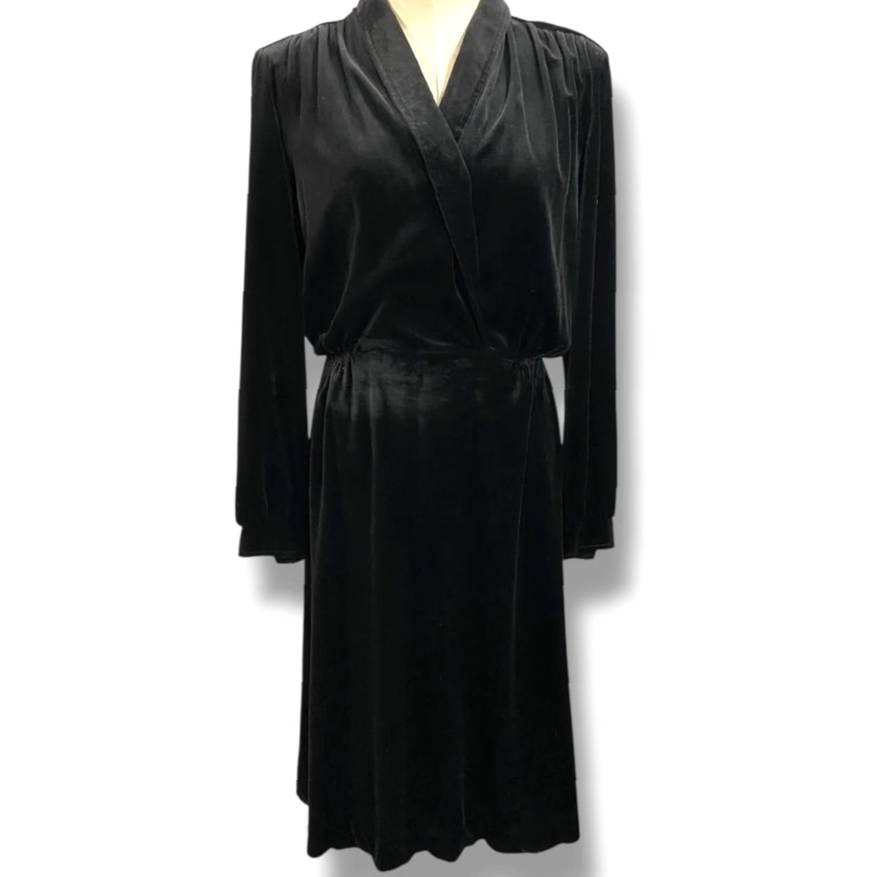 Buttero VINTAGE Butte Black Velour Dress Wrap Dress Bodice Size 12 Women Long Knots? Size XL / US 12-14 / IT 48-50 - 2 Thumbnail