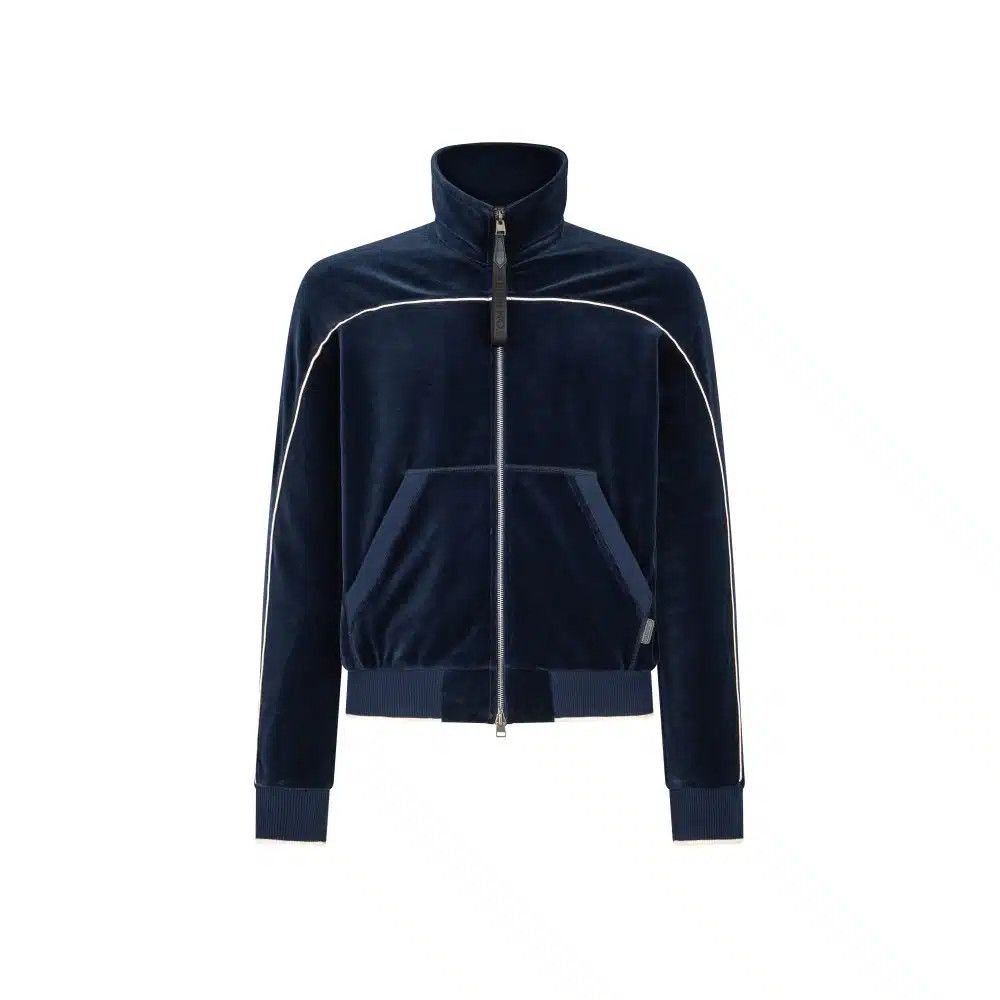 Tom Ford o1loc1c0426 JZL017 Cotton Velour Track Jacket in Blue Size US M / EU 48-50 / 2 - 1 Preview