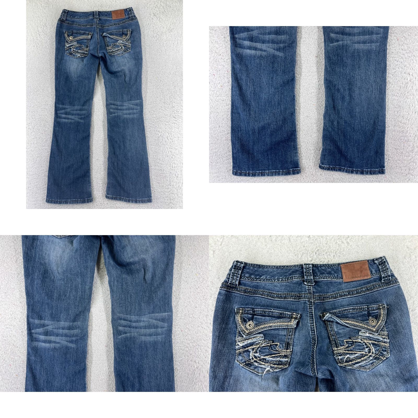 Vintage Maurices Jeans Womens 26x28 Blue Denim Bootcut Western Embroidered 26 Waist 28 Inseam Cotton Blend Regular Size 1 Hat? No. Size 25" / US 0 / IT 36 - 9 Thumbnail