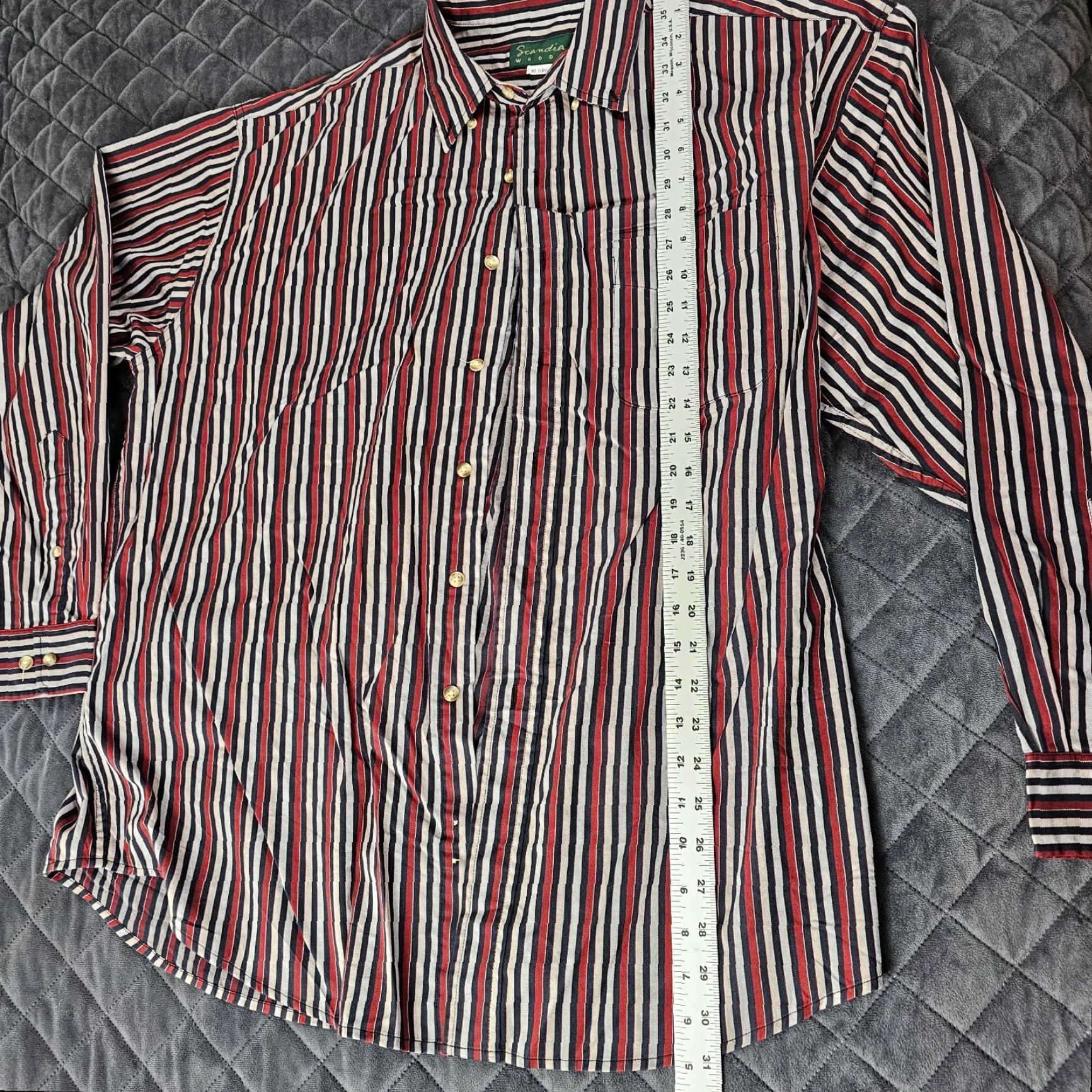 Vintage Scandia Woods Shirt Button-Up Mens XL Long Sleeve 100% Cotton Red Stripe Pockets Vintage? No — but include Striped pattern. Size US XL / EU 56 / 4 - 4 Thumbnail
