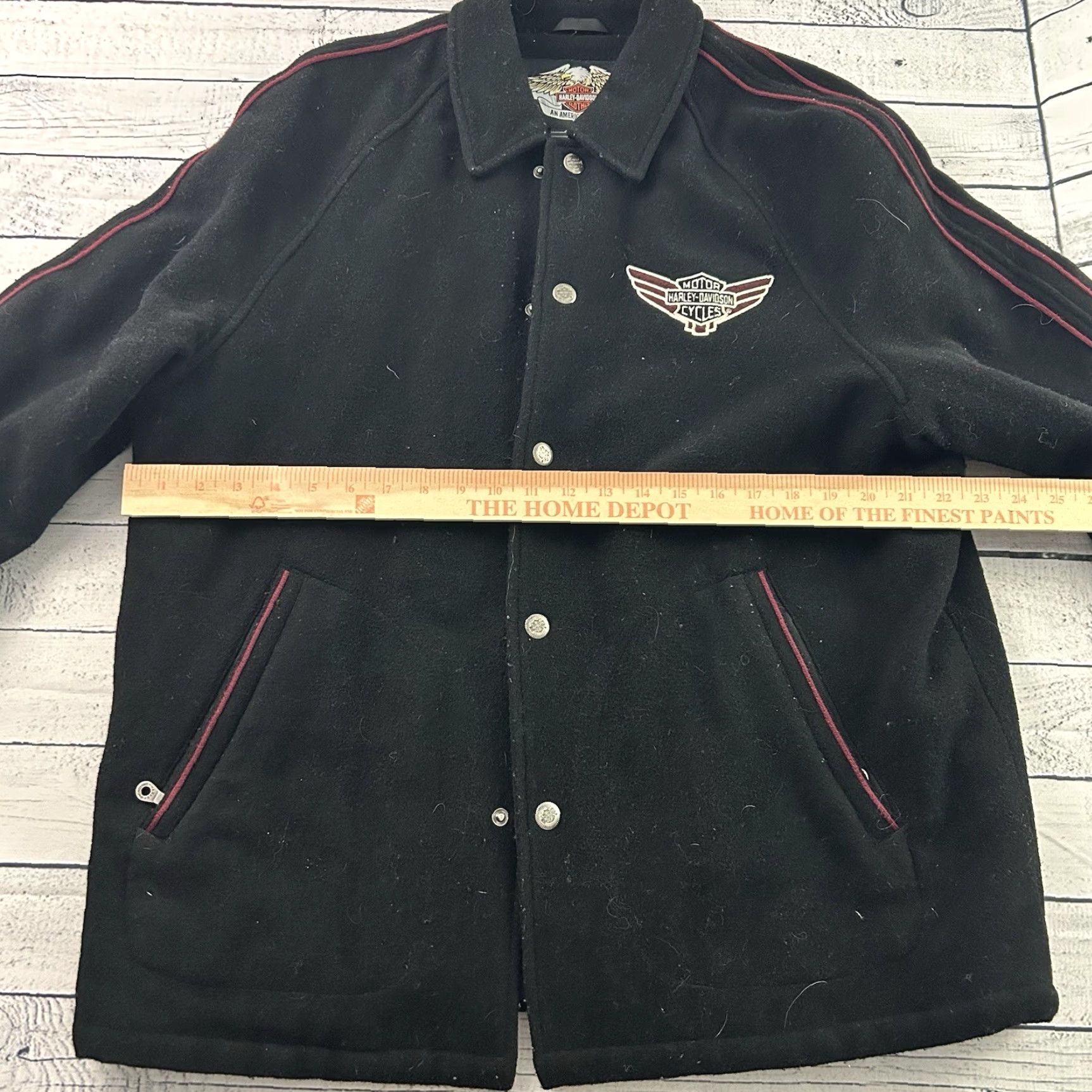 Harley Davidson VINTAGE Harley-Davidson Embroidered Wool Jacket Mens M Black Size US M / EU 48-50 / 2 - 6 Thumbnail