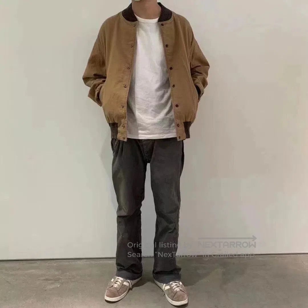 Visvim Beige Bomber Jacket with Black Trim, Size M. Size US M / EU 48-50 / 2 - 8 Thumbnail