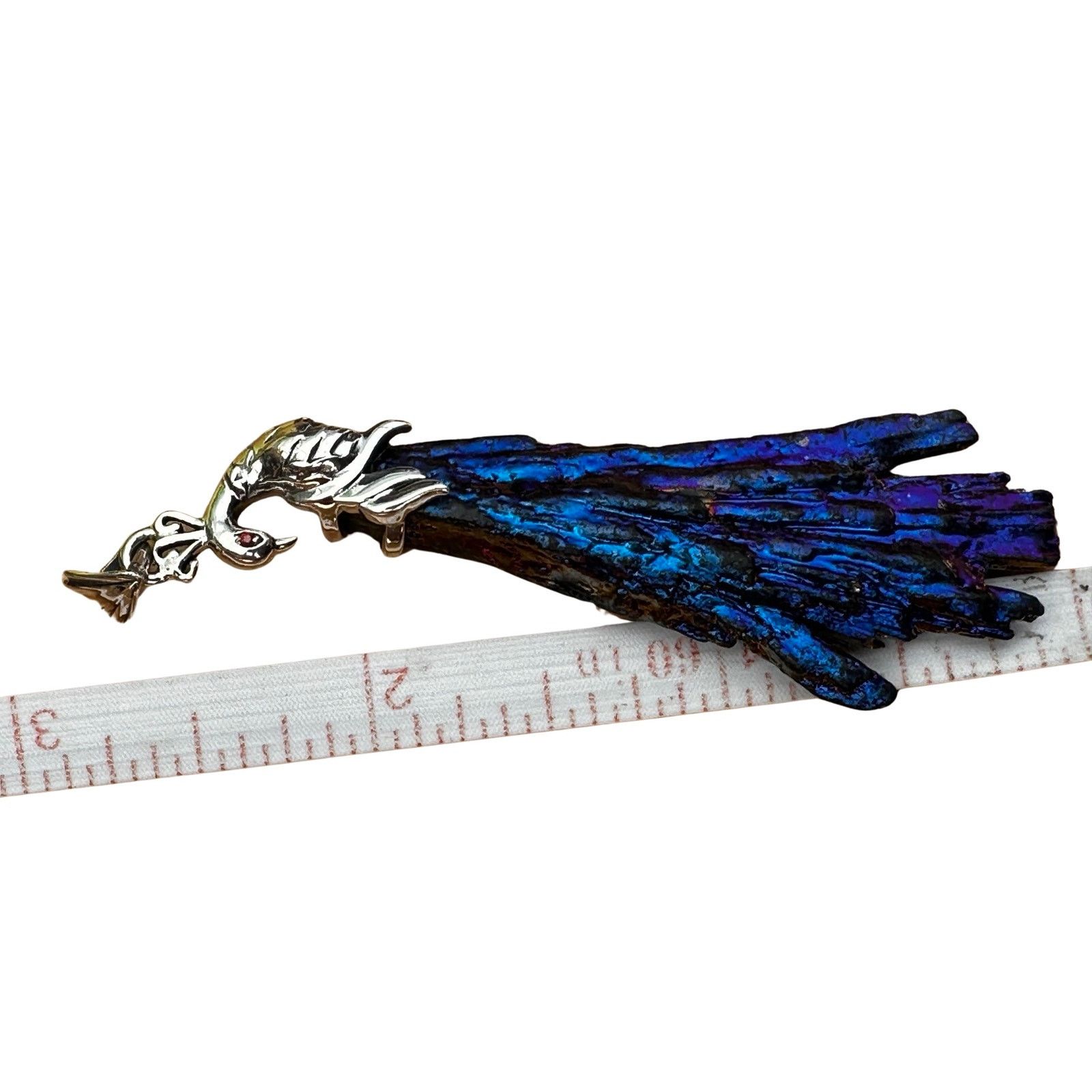 Vintage Sterling Silver Blue Peacock Ore Pendant Size ONE SIZE - 5 Thumbnail