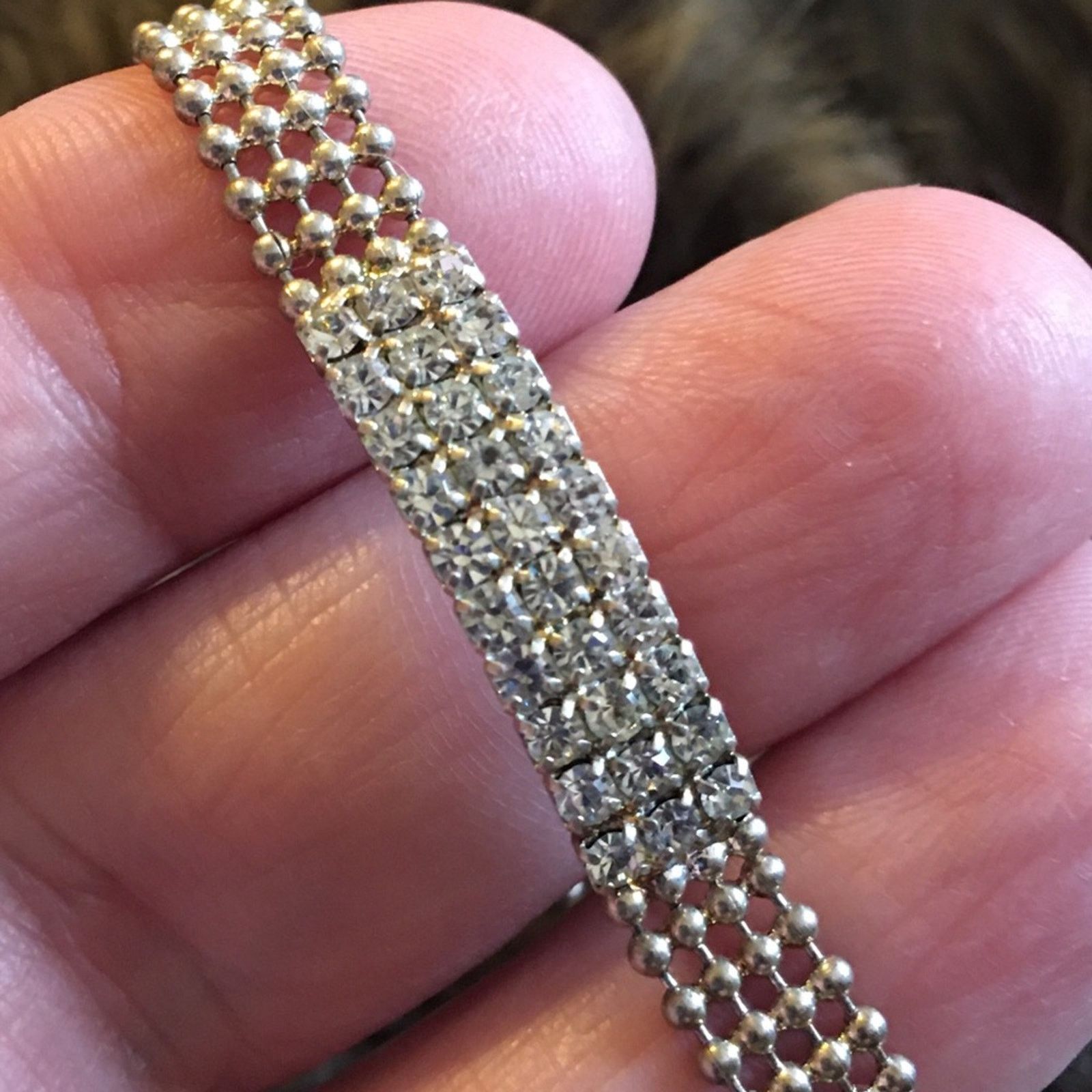 Jewelry Rhinestone silver tone ball chain bracelet Size ONE SIZE - 7 Thumbnail