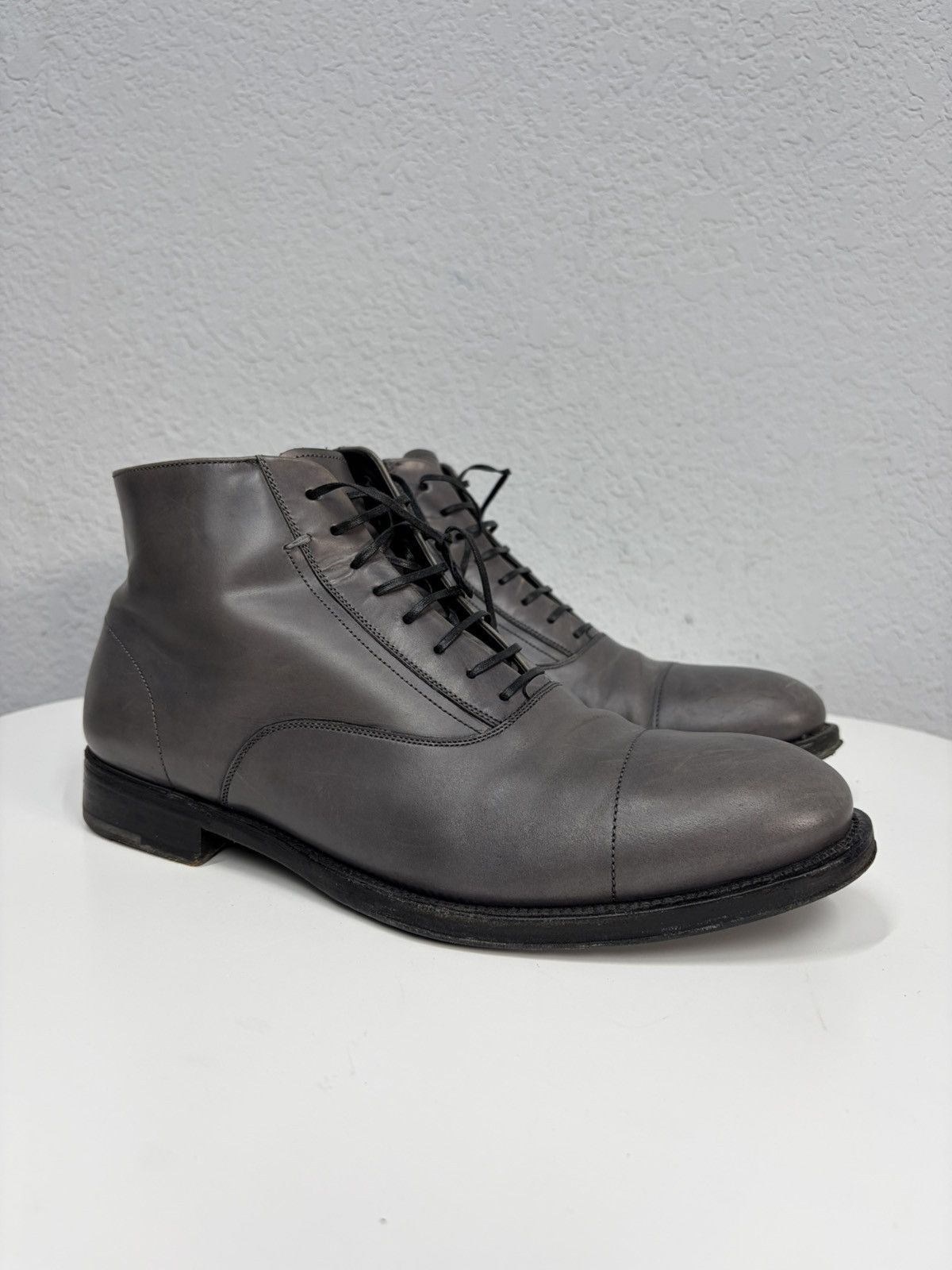 Salvatore Ferragamo Salvatore Feragamo Classic Distressed Leather Black Boots Size US 9.5 / EU 42-43 - 3 Thumbnail