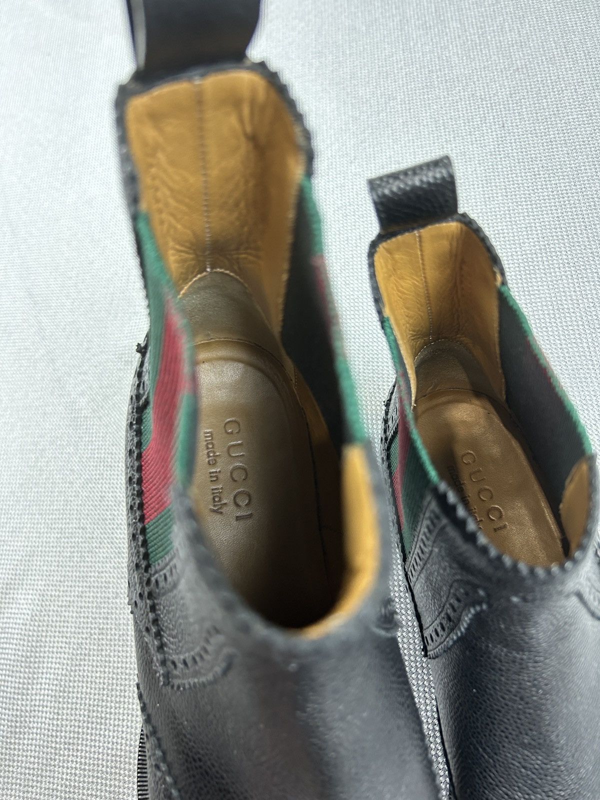 Gucci Gucci Strand Web Wing Tip Black Leather Chelsea Boots Shoes Size US 8 / EU 41 - 12 Thumbnail