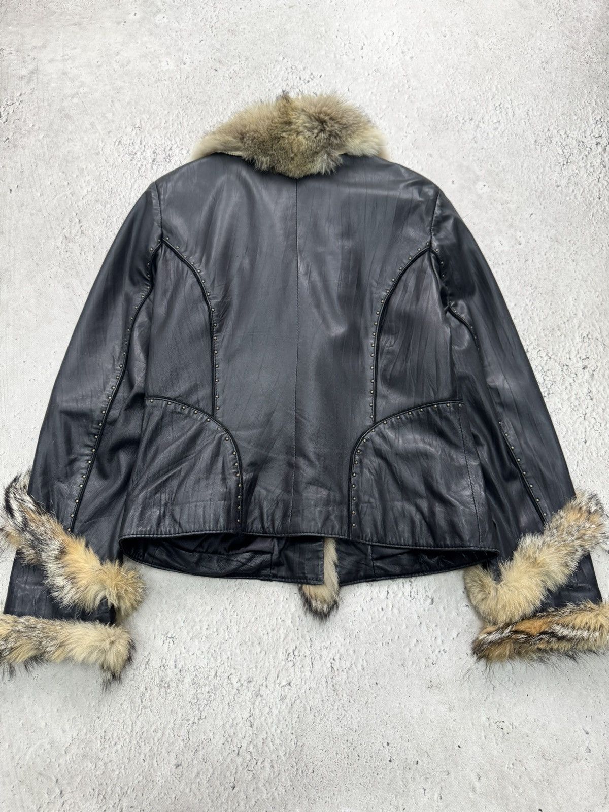 Le Grande Bleu (L.G.B.) Rare leather legrandebleu leather fur jacket blazer 90s Size M / US 6-8 / IT 42-44 - 7 Thumbnail