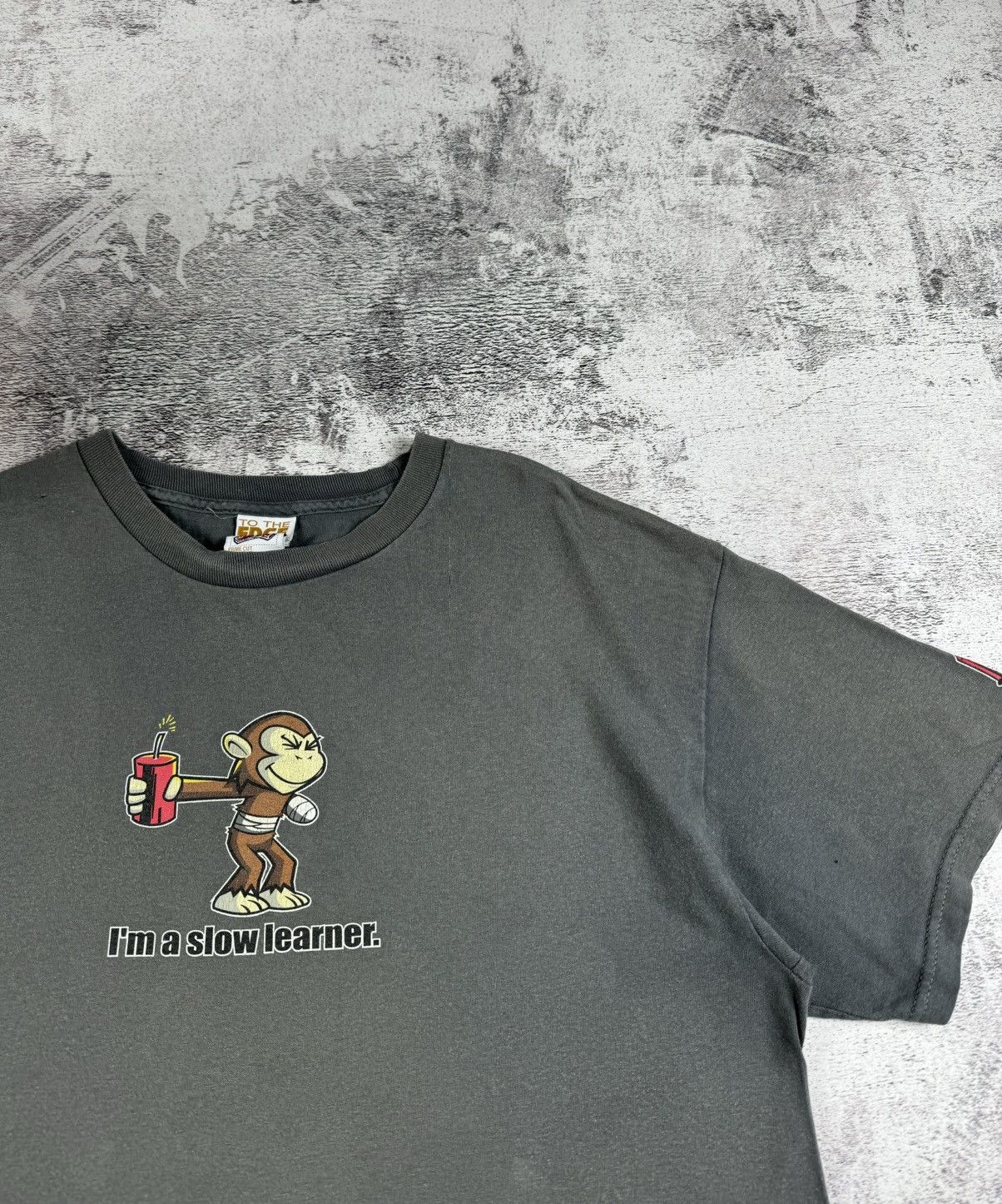 Vintage Vintage Monkey I'M Slow Learner Dynamite Joke Y2K T Shirt Tee Size US L / EU 52-54 / 3 - 5 Thumbnail