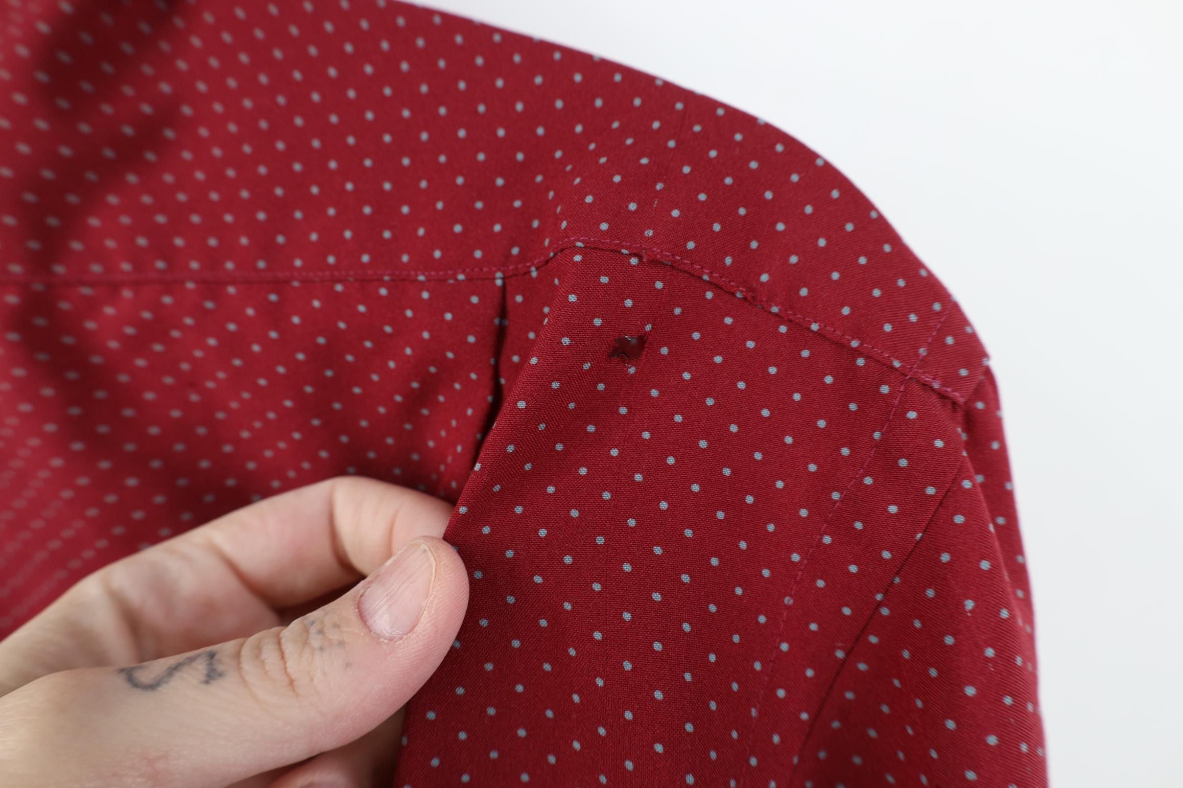 Givenchy Vintage 70s Givenchy Polka Dot Collared Button Shirt Red Size US S / EU 44-46 / 1 - 15 Thumbnail