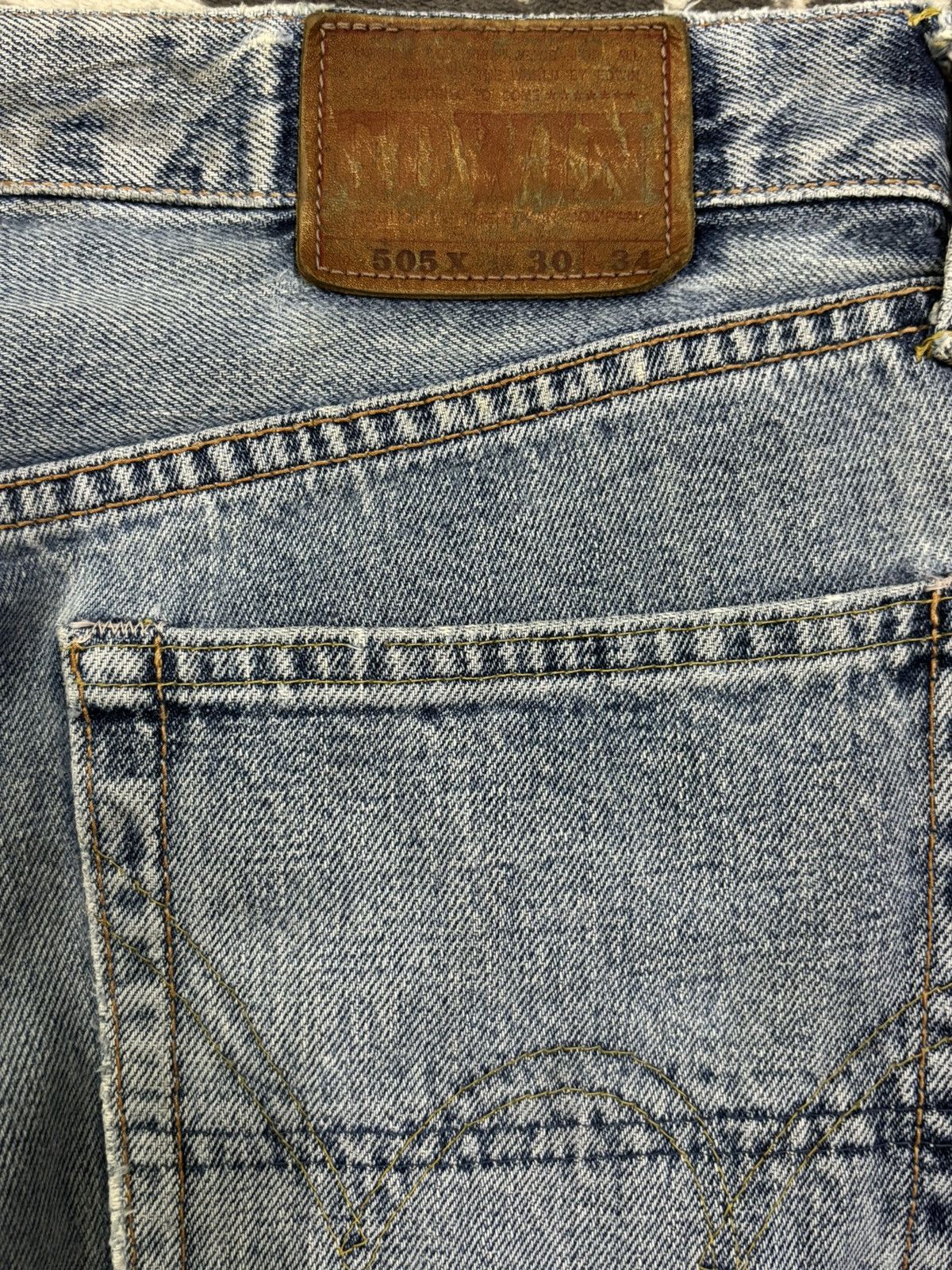 Edwin Vintage Edwin 505X Selvedge Blue Washed Straight Leg Jeans Size US 30 / EU 46 - 13 Thumbnail