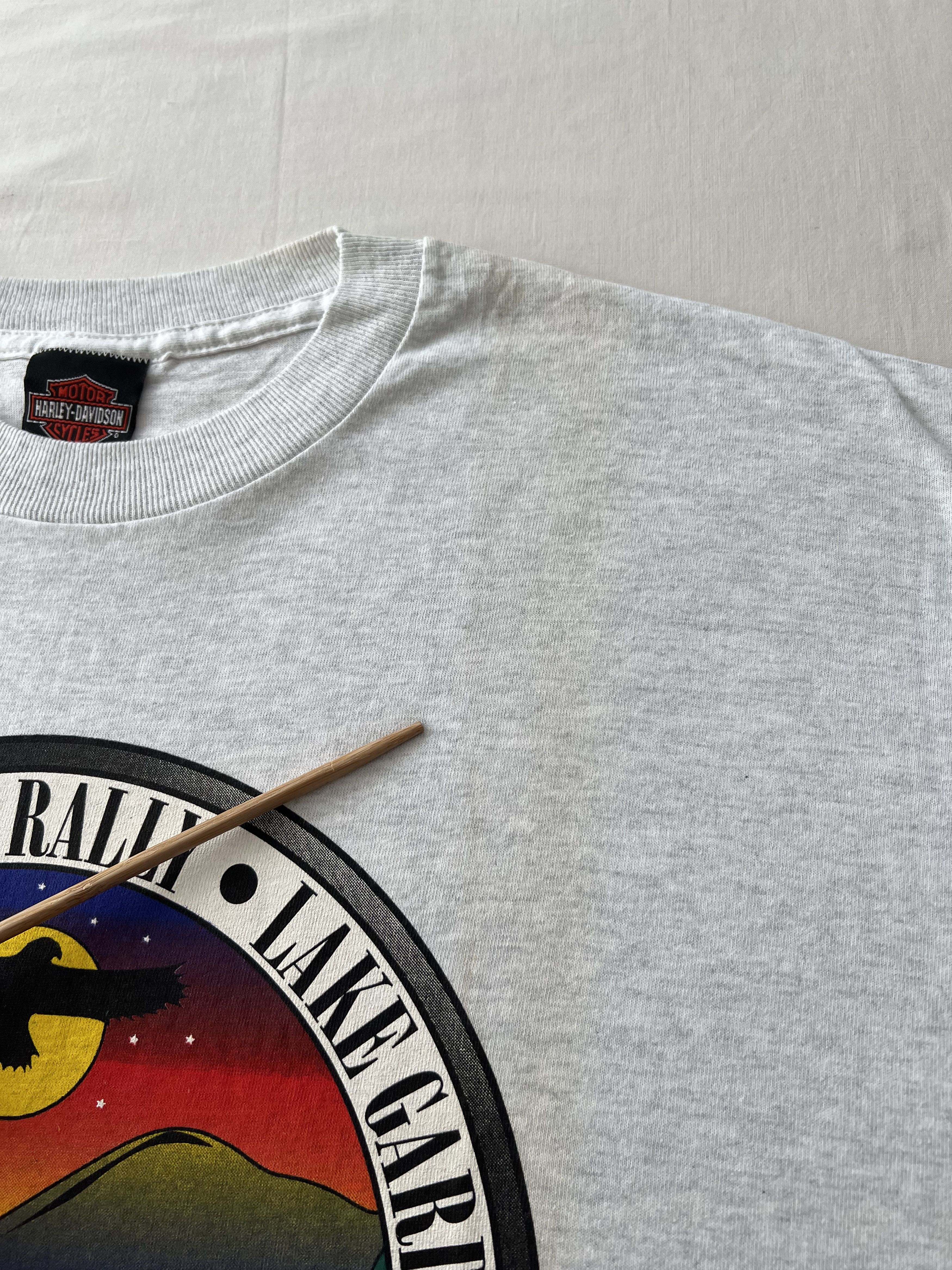 Harley Davidson Vintage 1996 Harley Davidson Rally Eagle Gray T-shirt Size US XL / EU 56 / 4 - 12 Thumbnail