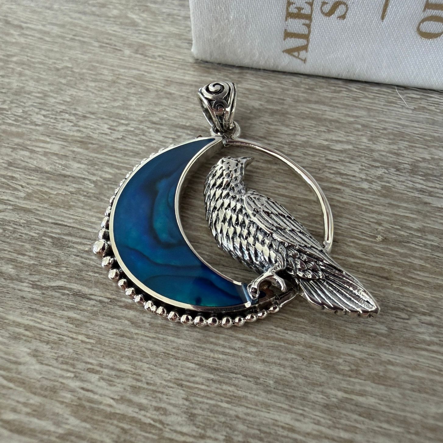 Other Raven in Crescent Moon Pendant 925 Sterling Silver Size ONE SIZE - 3 Thumbnail