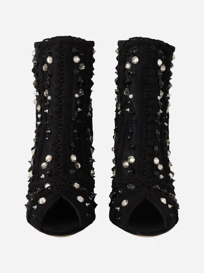 Dolce & Gabbana o1y0825 Spool Heel Ankle Boots in Black Size US 7 / IT 37 - 4 Thumbnail