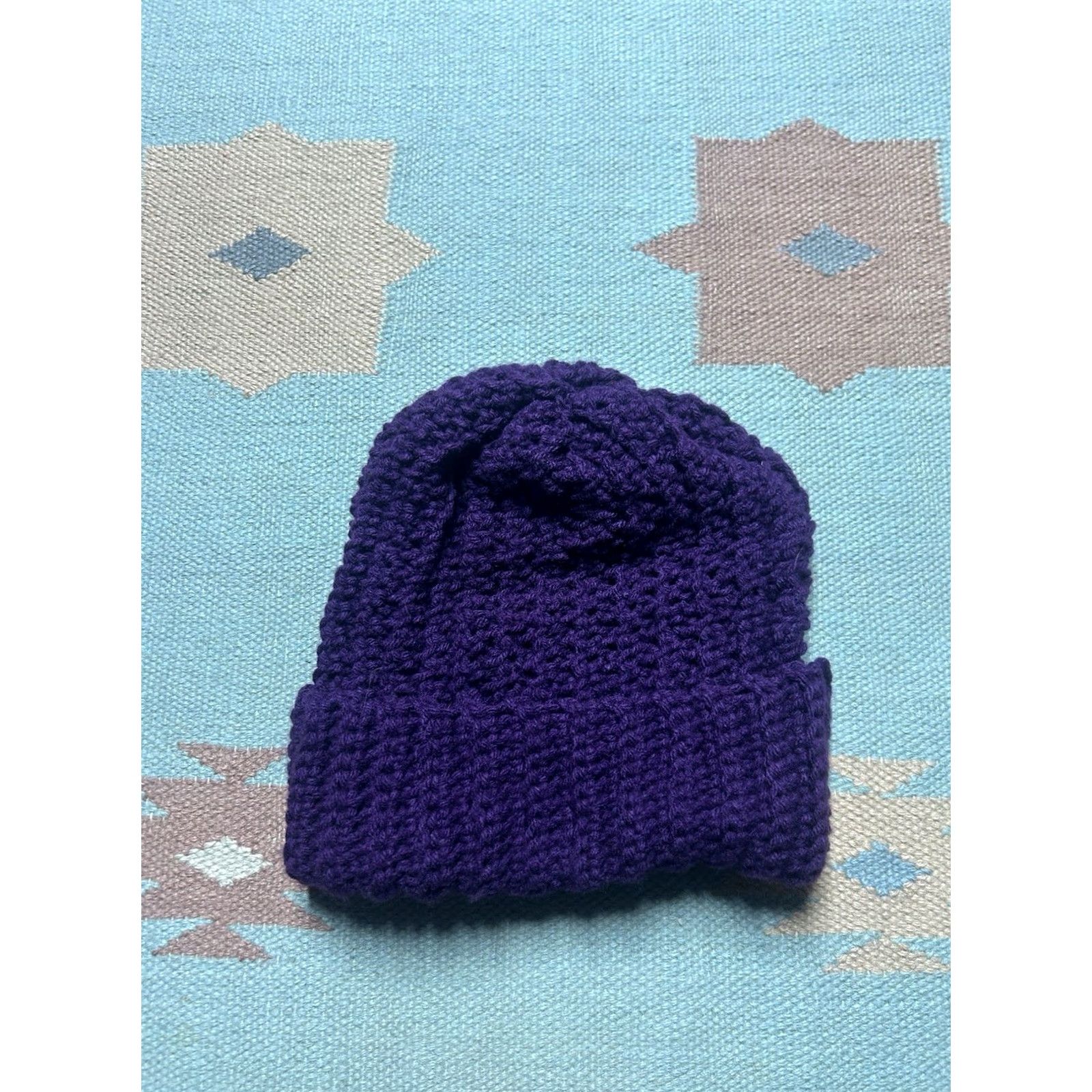 Vintage VINTAGE HaT Beanie Women One Size Purple Crochet Knit Winter Hat OsFA Size ONE SIZE - 3 Thumbnail