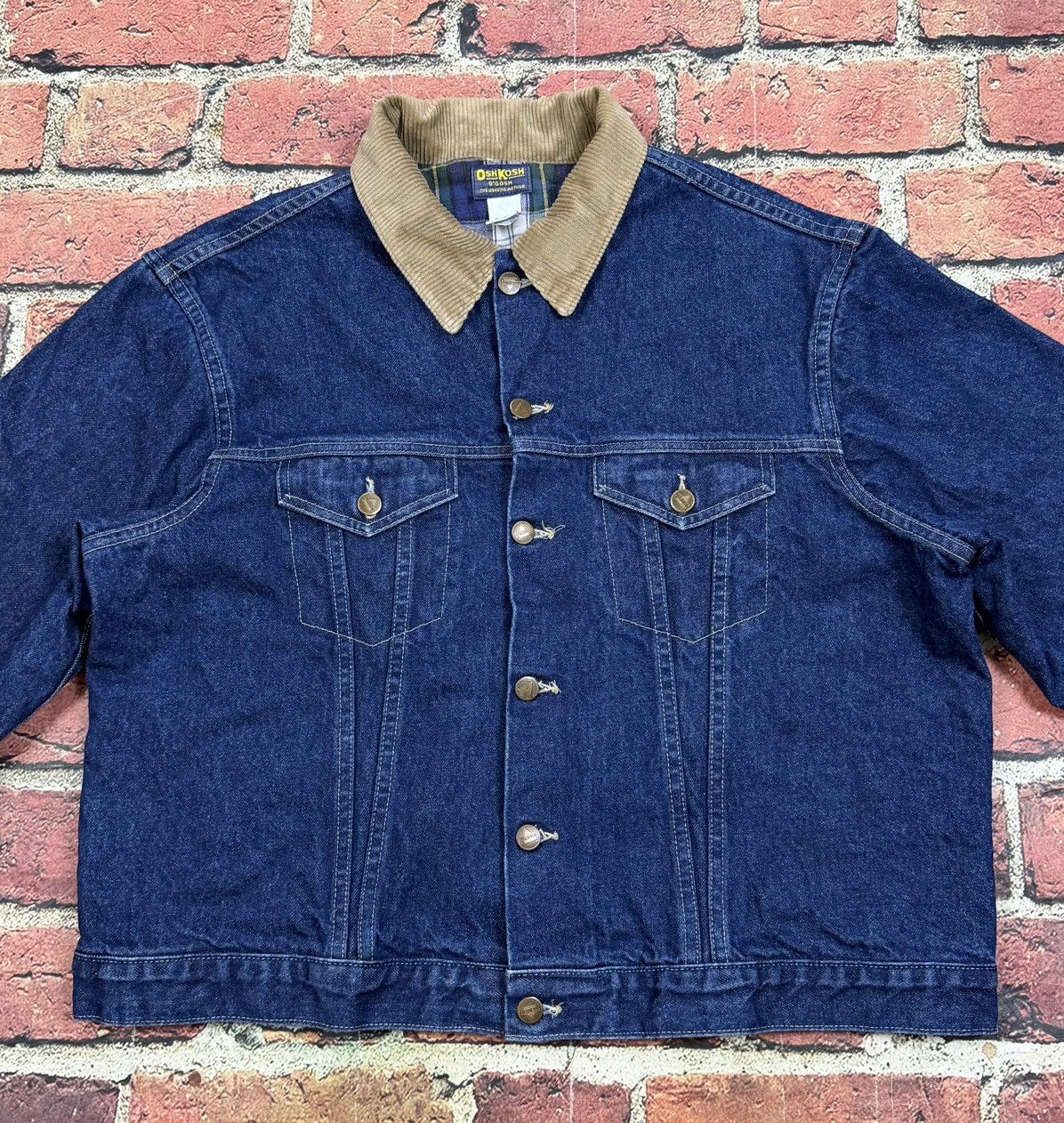 Oshkosh Vintage 80s OshKosh Bgosh Flannel Lined Denim Trucker Jacket Size US XL / EU 56 / 4 - 3 Thumbnail