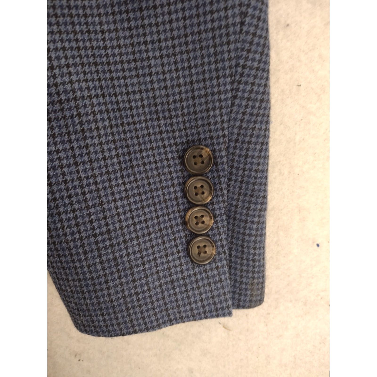 Ralph Lauren Lauren Ralph Lauren Blazer Mens 46L Beige Houndstooth Wool Silk Sport Coat Size 50R - 3 Thumbnail