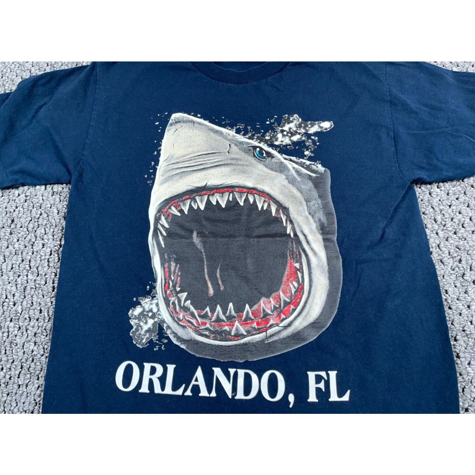 Vintage Orlando Florida Shark Graphic T-Shirt Adult Medium Blue Alstyle Logo Shirt Mens Size US M / EU 48-50 / 2 - 4 Thumbnail