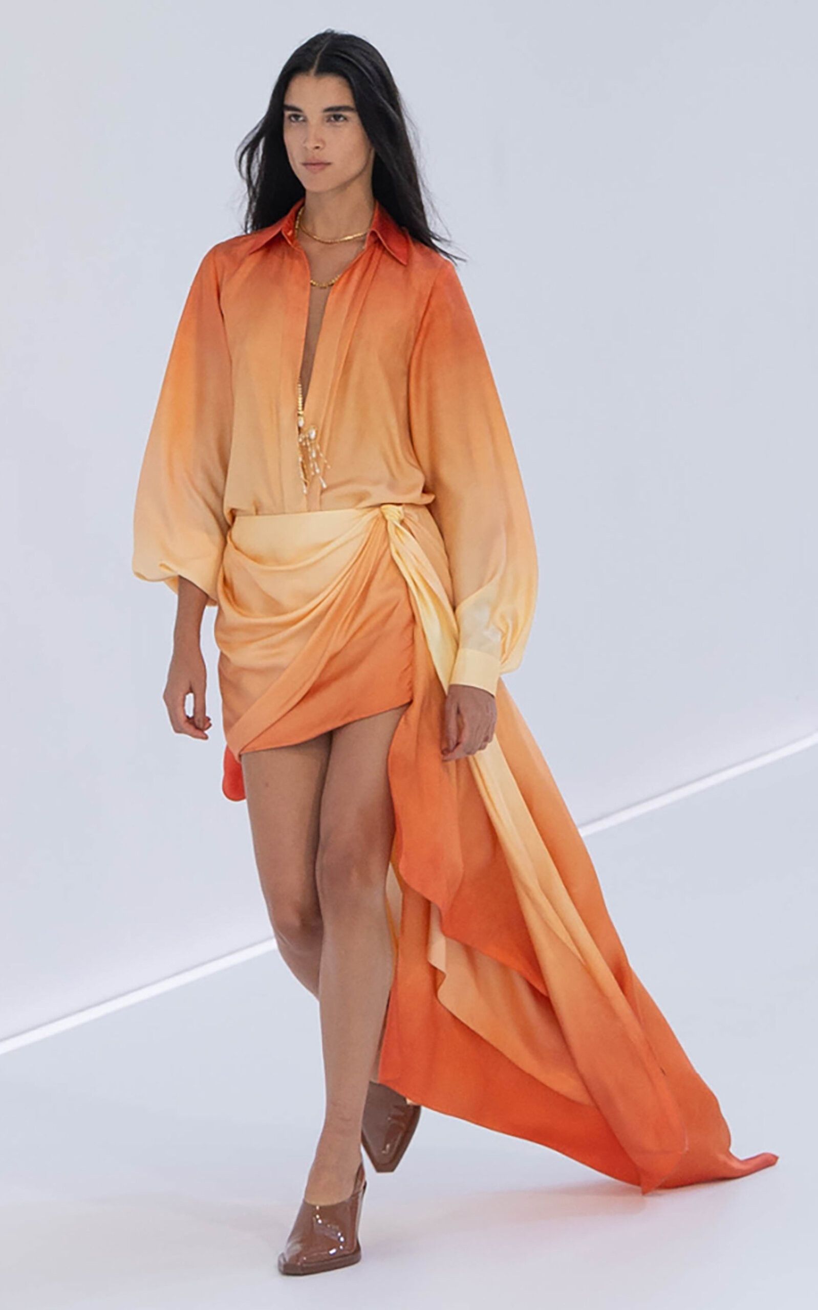 Zimmermann oc11z0525 Tranquility Draped Silk Mini Skirt in Orange Size 27" / US 4 / IT 40 - 4 Thumbnail