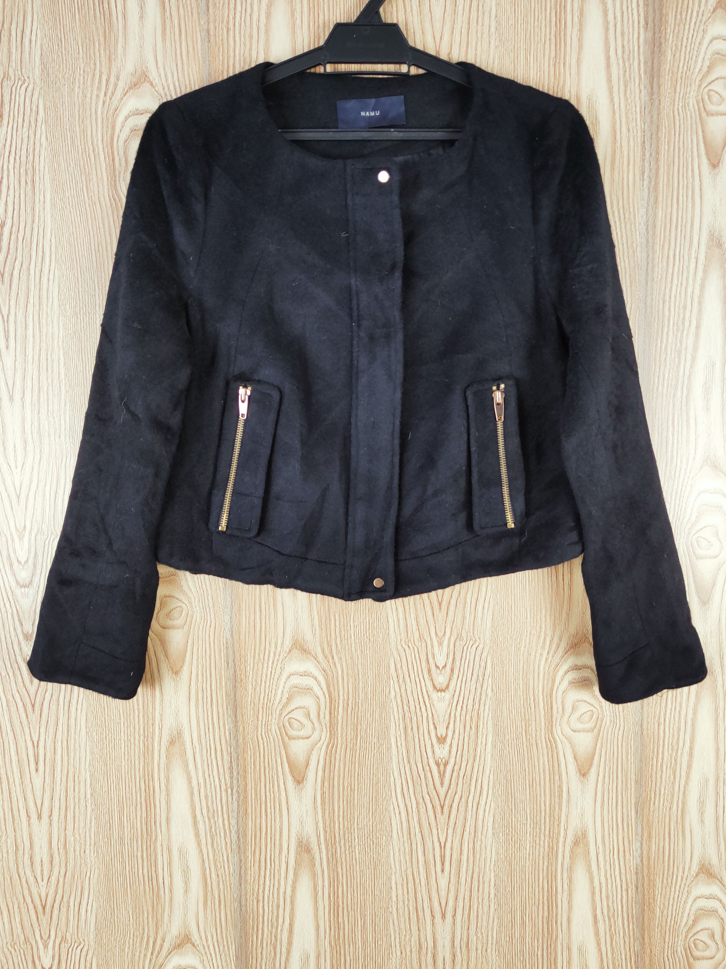 Japanese Brand × Vintage Artists Design 💥 Namu Black Wool Cropped Jackets Size S / US 4 / IT 40 - 1 Thumbnail