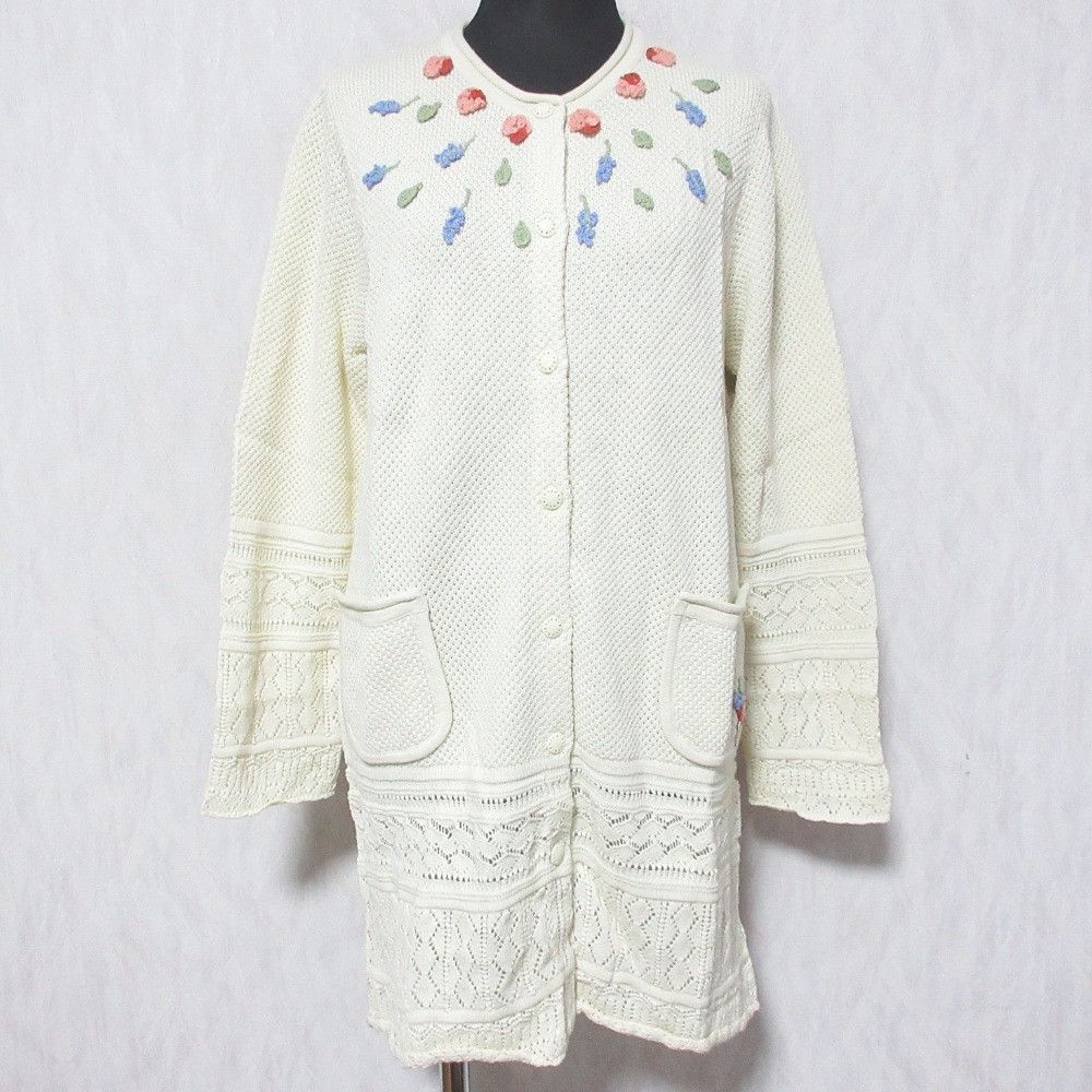 Other Other PINK HOUSE Flower Motif Knit Cardigan Textile Tops A2181KCD272 DUTY FREE for USA Size ONE SIZE - 1 Thumbnail