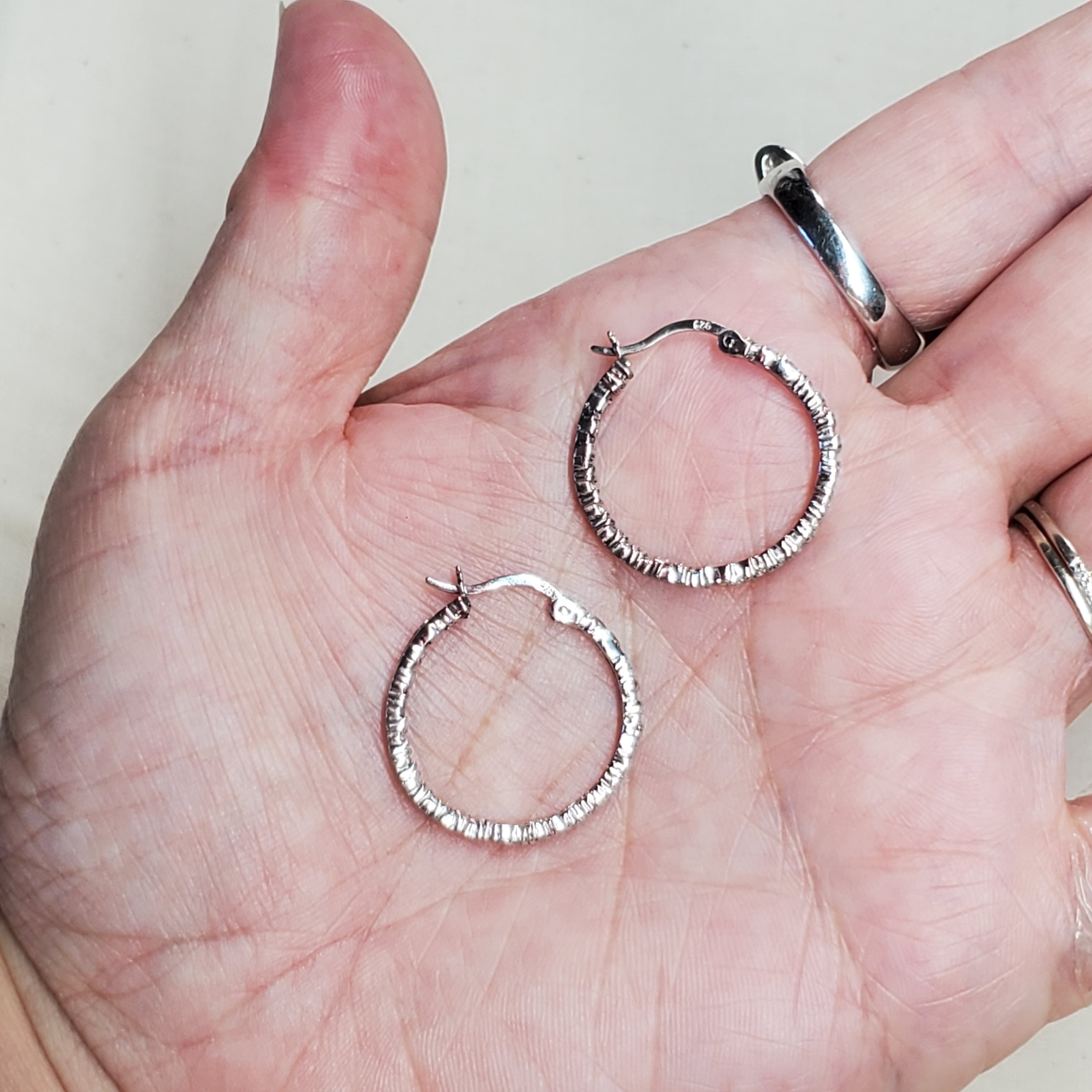 Other Earrings 1" Hoops 925 Sterling Silver FAB Prong Cubic Size ONE SIZE - 5 Thumbnail