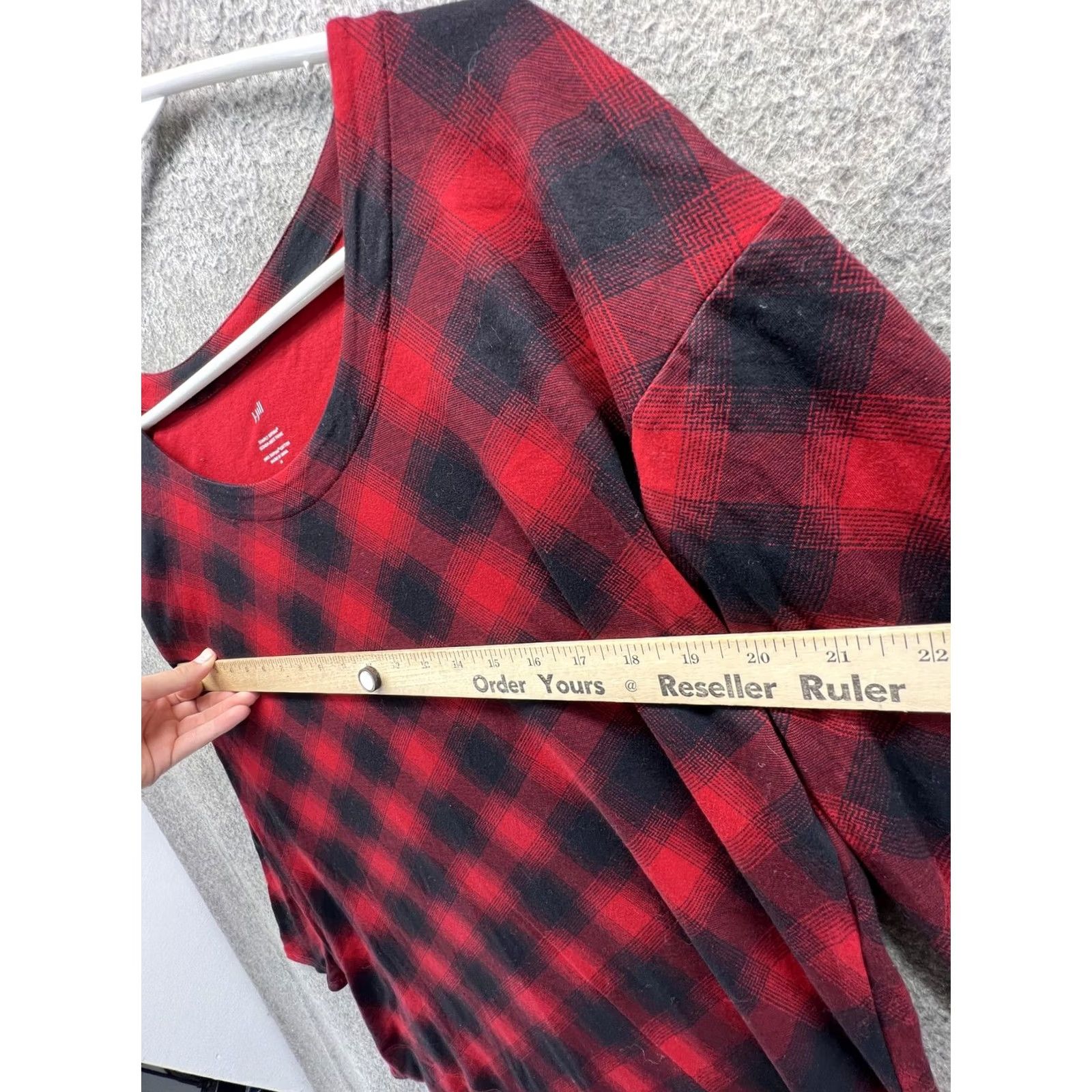 J. Jill J. Jill Shirt Womens M Red Plaid Scoop Neck 3/4 Sleeve Tunic Top Size M / US 6-8 / IT 42-44 - 3 Thumbnail