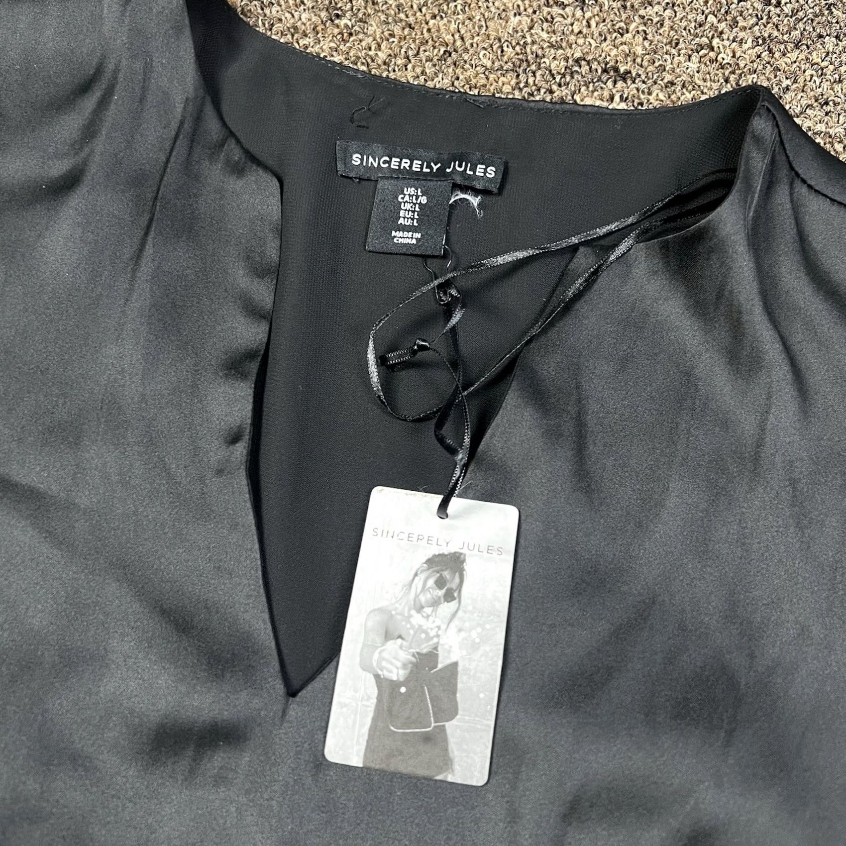 Vintage Sincerely Jules Blouse Shirt Cropped Satin Long Sleeve Black Sz Large Womens Size L / US 10 / IT 46 - 6 Thumbnail