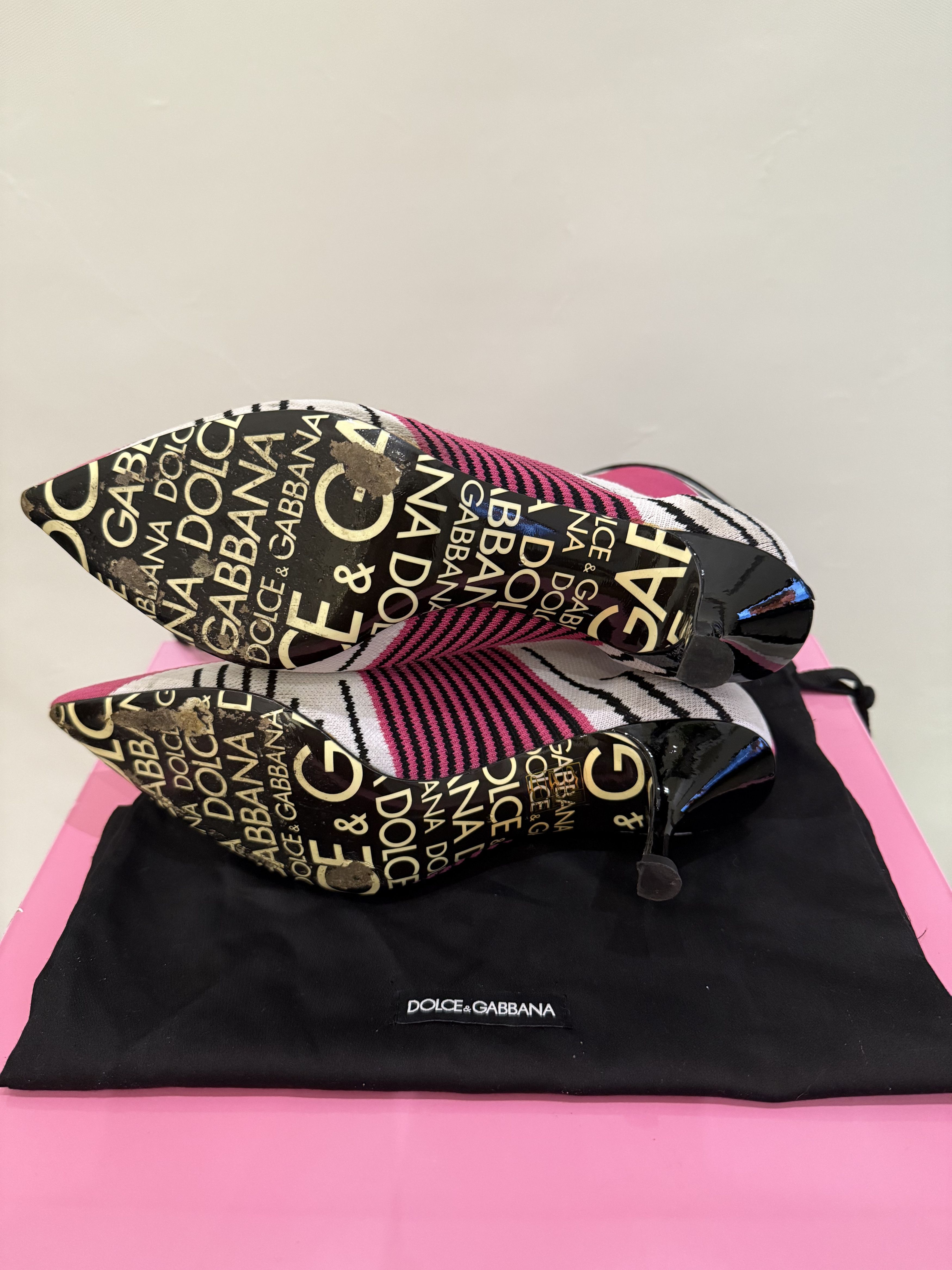 Dolce & Gabbana Dolce & Gabbana Lori Jacquard-knit Sock Boots Stilettos Size US 10 / IT 40 - 7 Thumbnail
