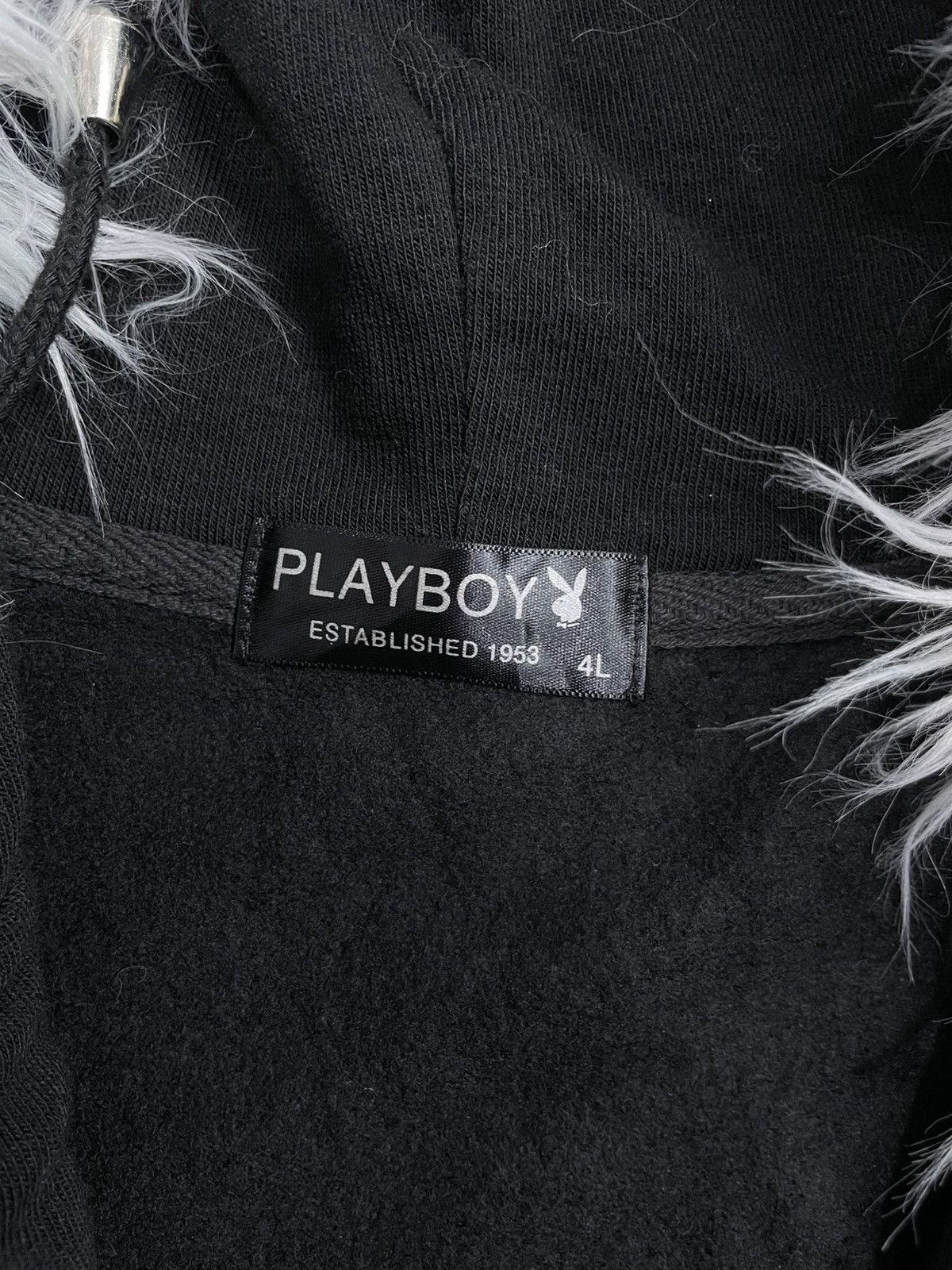 Japanese Brand Playboy Vintage Zip Black Fur Hoodie Size US L / EU 52-54 / 3 - 4 Thumbnail
