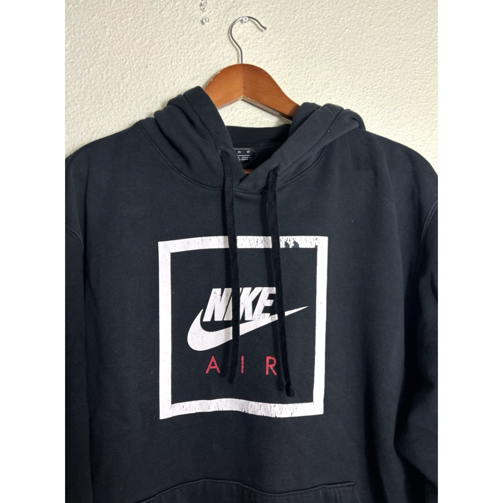 Nike VINTAGE NIKE SPORTSWEAR AIR 5 PULLOVER HOODIE Mens XL Black Distressed Peeling Size US XL / EU 56 / 4 - 3 Thumbnail